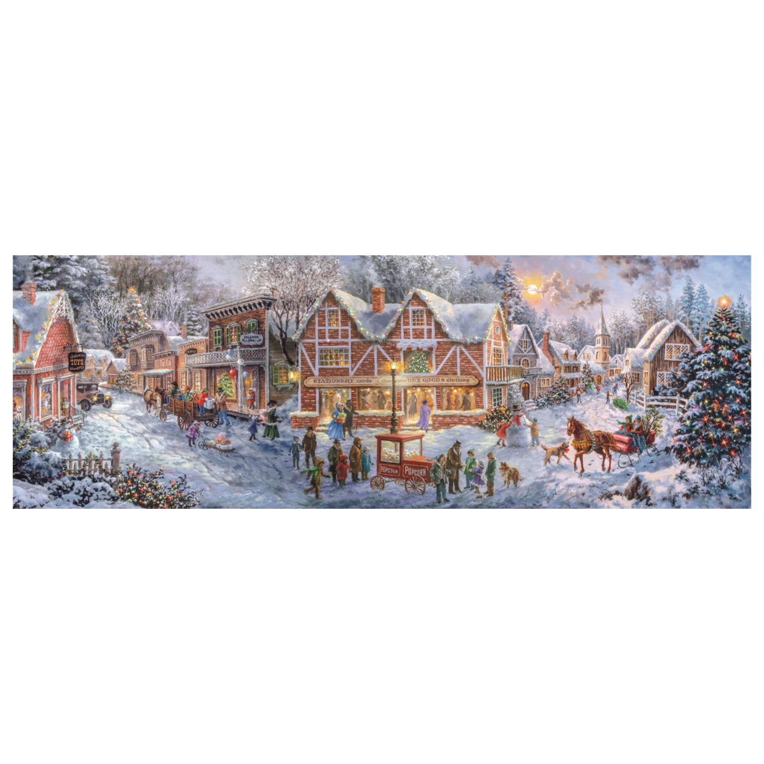 Christmas Village Getting Ready panorama puzzle od 1000 dijelova Clementoni fotografija proizvoda
