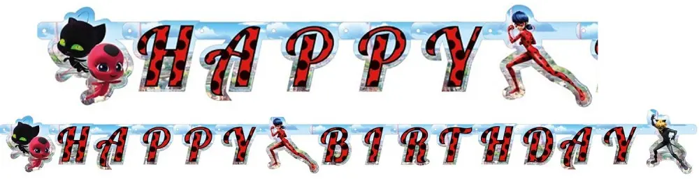 Miraculous: Tales of Ladybug & Cat Noir Adventures Sretan rođendan natpis 200 cm fotografija proizvoda