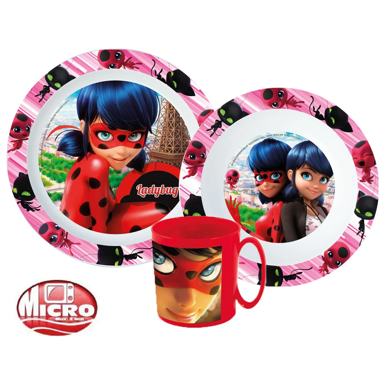 Miraculous: Tales of Ladybug & Cat Noir Adventures Heroes set posuđa za jelo, mikro plastični set s šalicom fotografija proizvoda