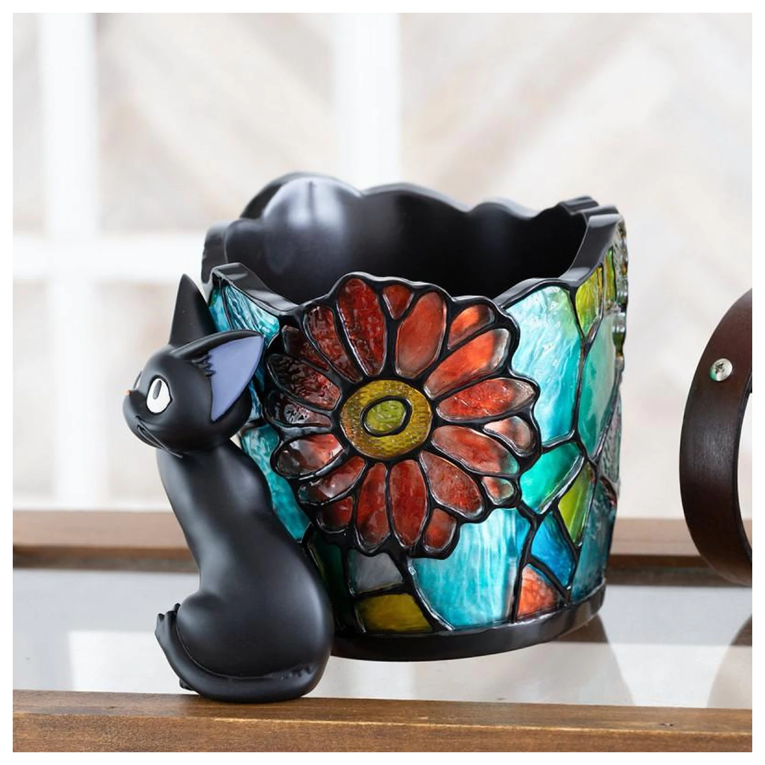 Kiki's Delivery Service Jiji Stained Glass Tegla za biljke Diorama 18,5 cm fotografija proizvoda