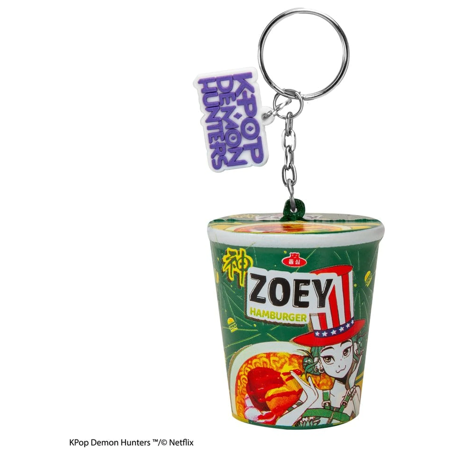 KPop Demon Hunters Squishy privjesak za ključeve Zoey Hamburger Noodles fotografija proizvoda