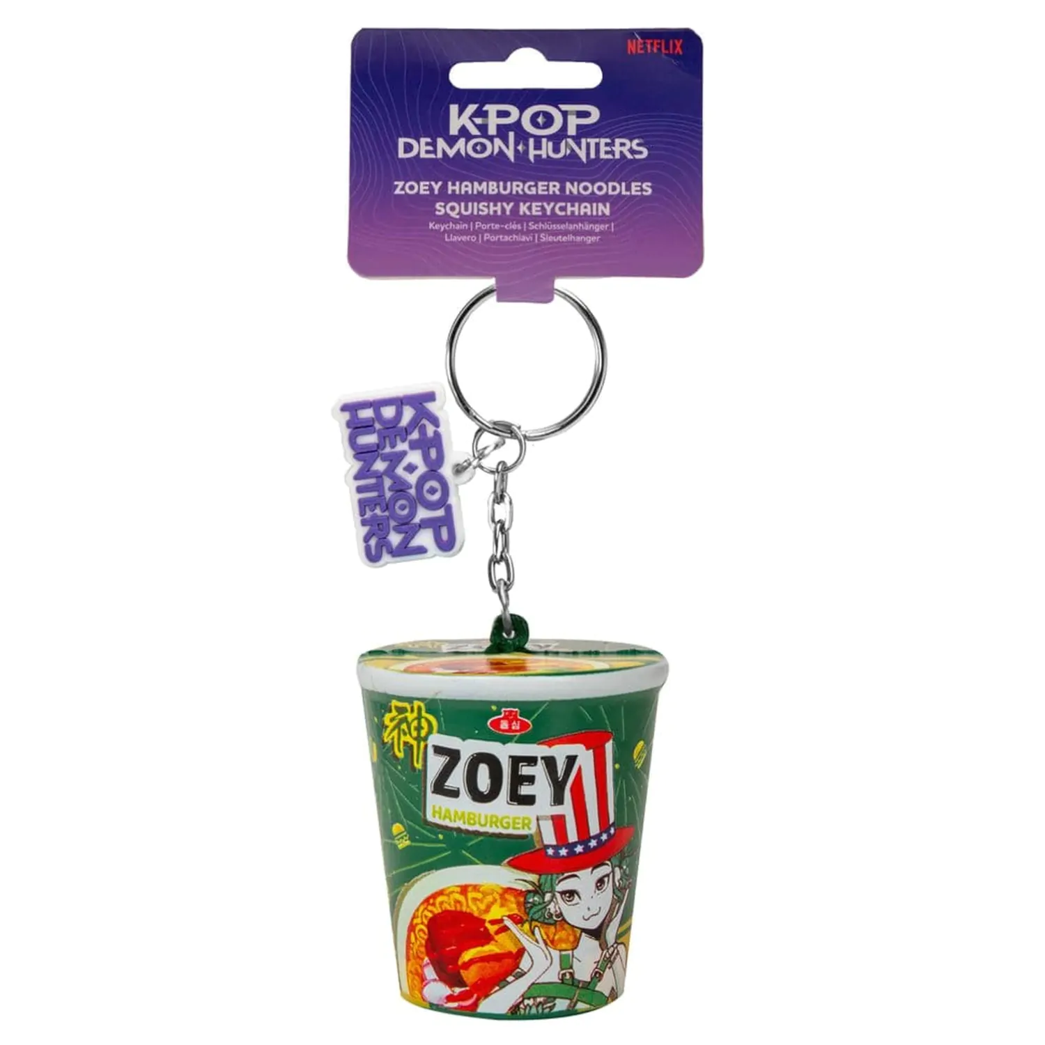 KPop Demon Hunters Squishy privjesak za ključeve Zoey Hamburger Noodles fotografija proizvoda