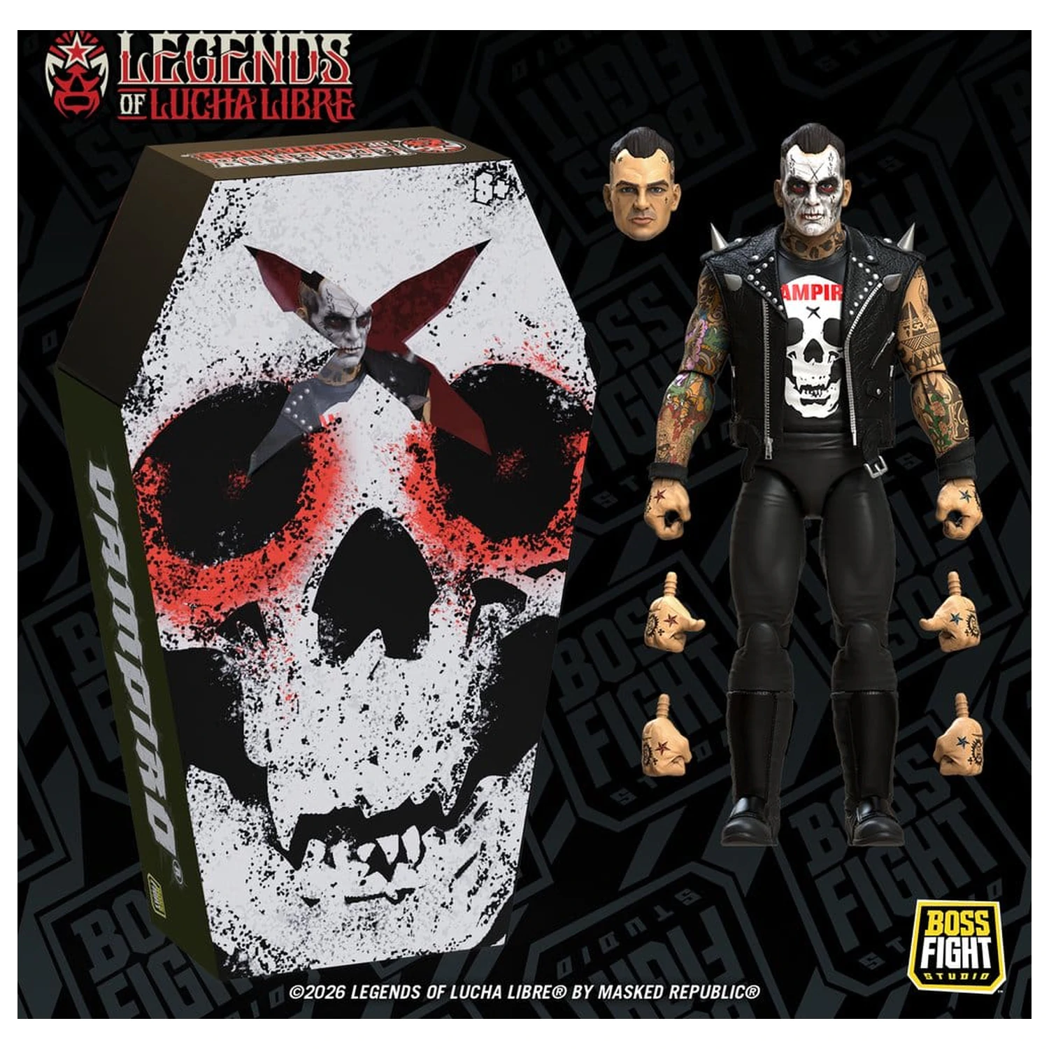 Legends of Lucha Libre Fanaticos akcijska figura Vampiro Coffin Box Resurrected 15 cm fotografija proizvoda