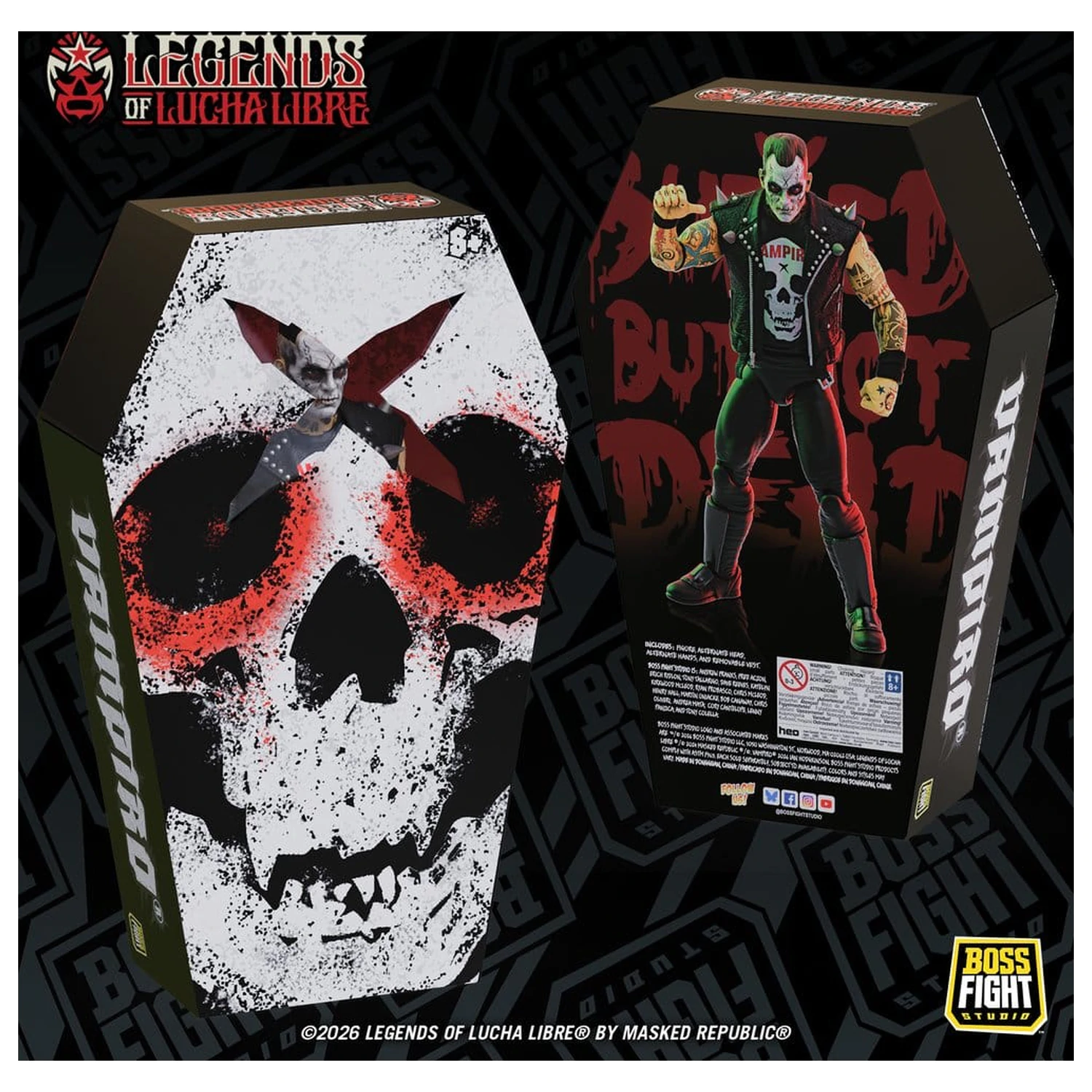 Legends of Lucha Libre Fanaticos akcijska figura Vampiro Coffin Box Resurrected 15 cm fotografija proizvoda