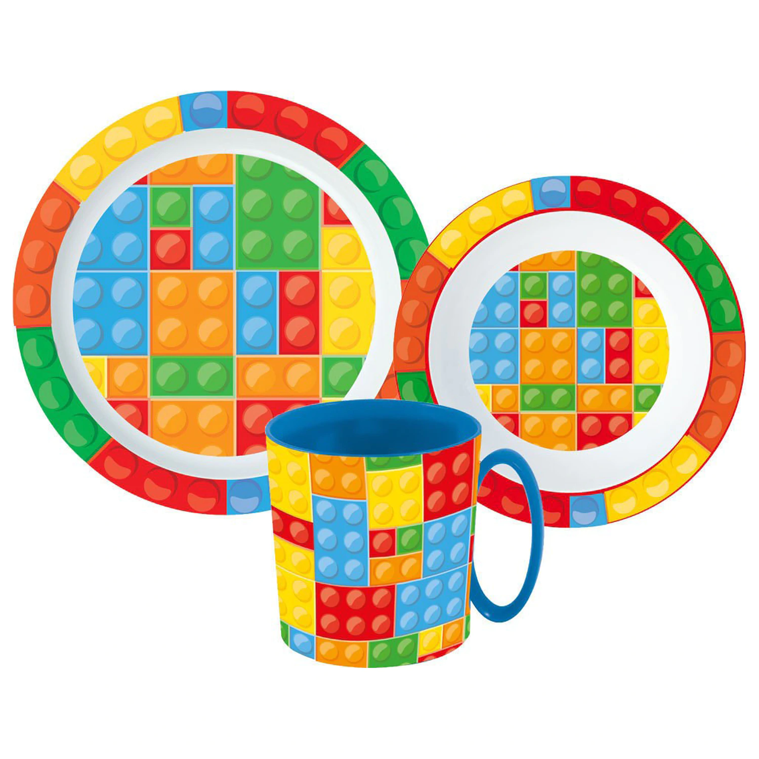 Lego Pattern Bricks set posuđa za jelo, mikro plastični set s šalicom 350 ml fotografija proizvoda