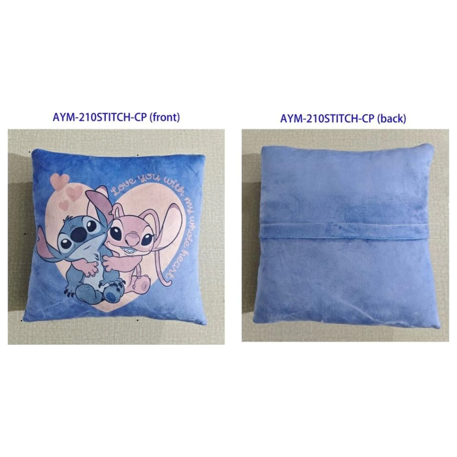 Lilo & Stitch Love you with my whole heart Jastuk 35x35cm fotografija proizvoda