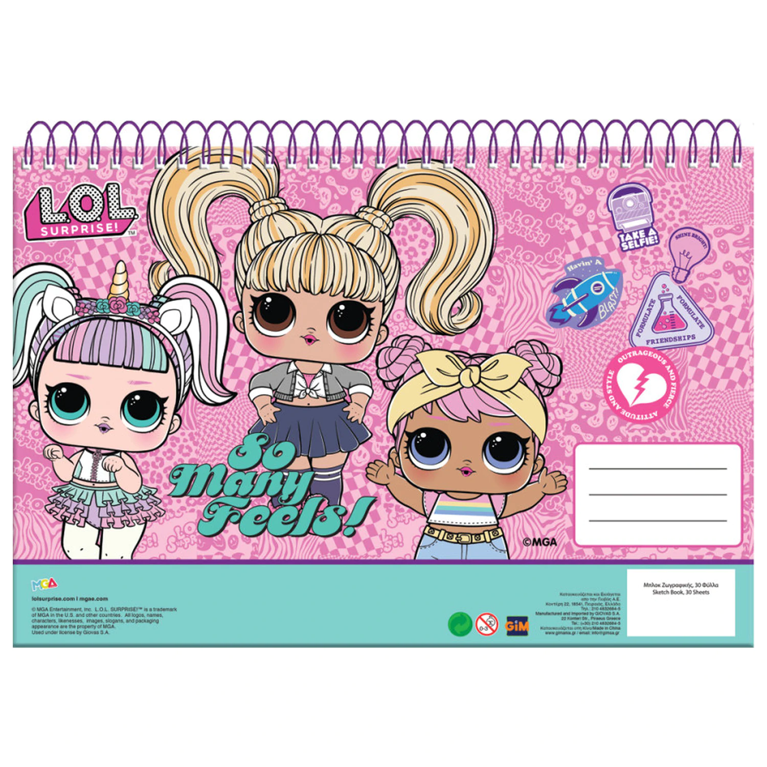 LOL Surprise Many Feels A/4 Spiralna bilježnica za skiciranje, 30 listova fotografija proizvoda