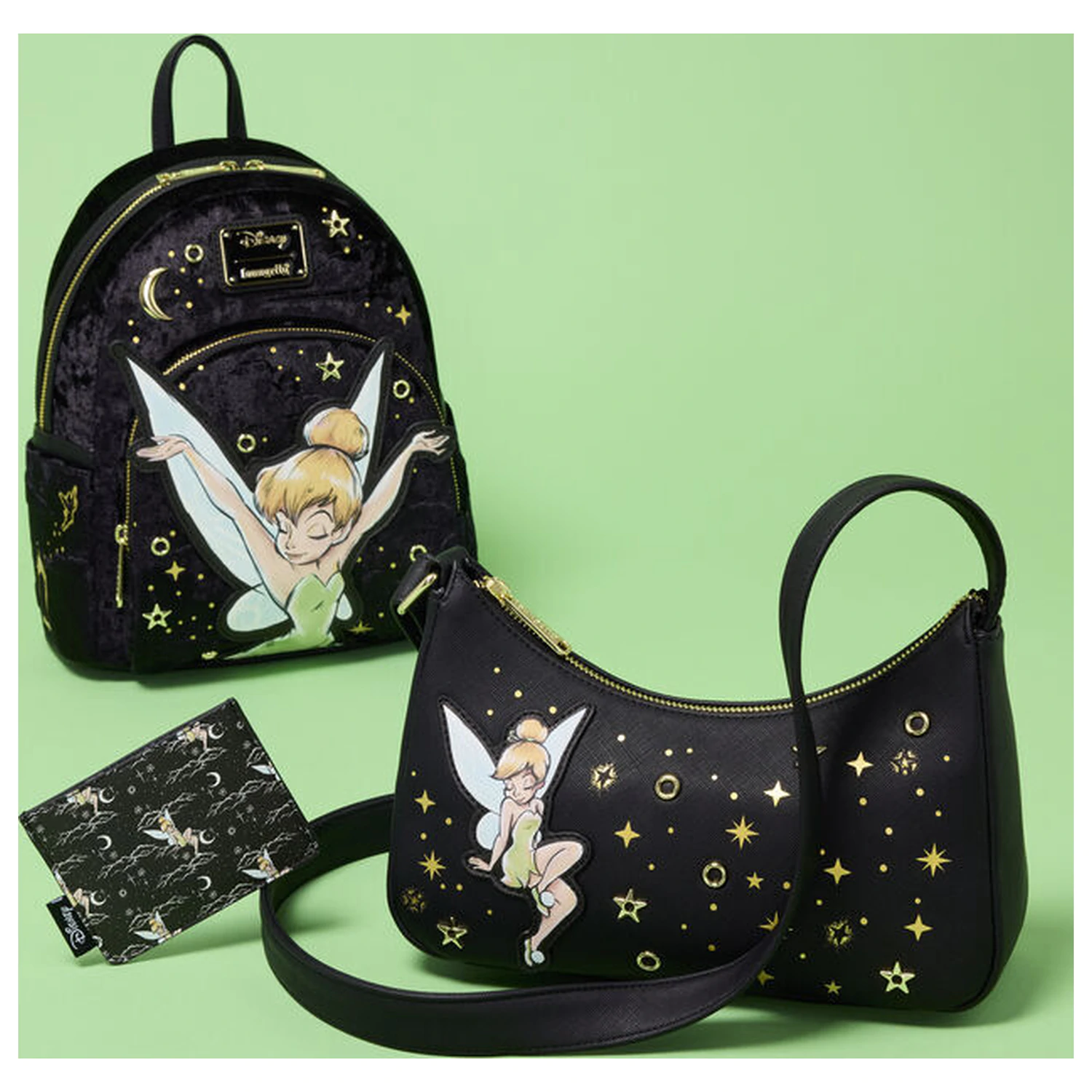 Loungefly Disney Tinker Bell Pixie Dust Velvet ruksak 26 cm fotografija proizvoda