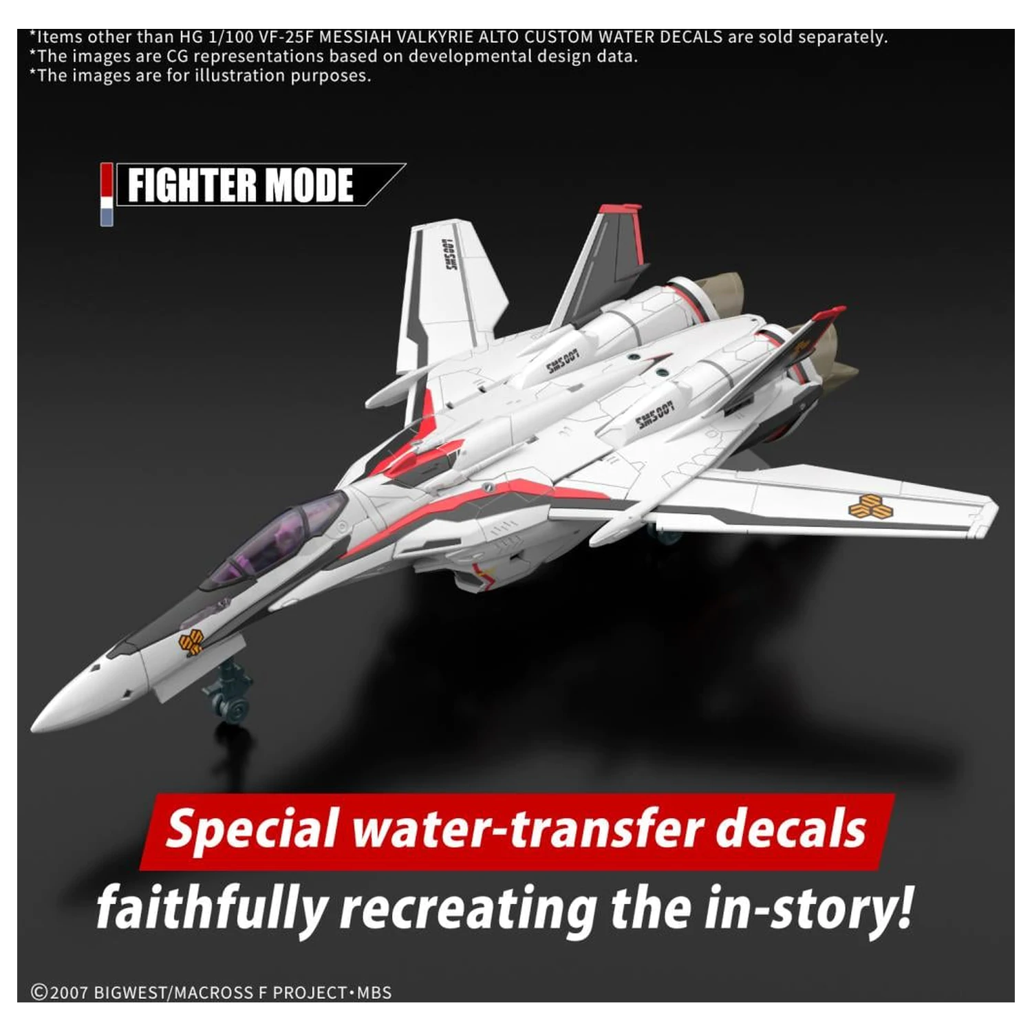 Macross HG 1/100 VF-25F Messiah Valkyrie vodene naljepnice komplet modela fotografija proizvoda