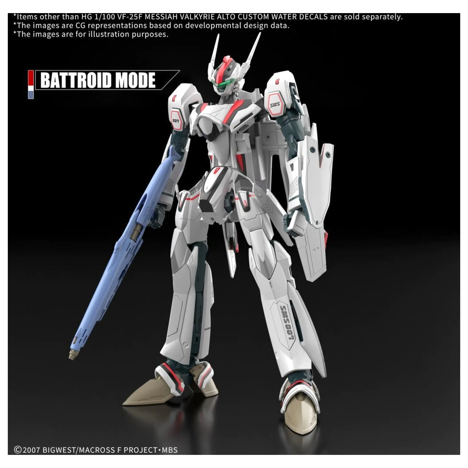 Macross HG 1/100 VF-25F Messiah Valkyrie vodene naljepnice komplet modela fotografija proizvoda