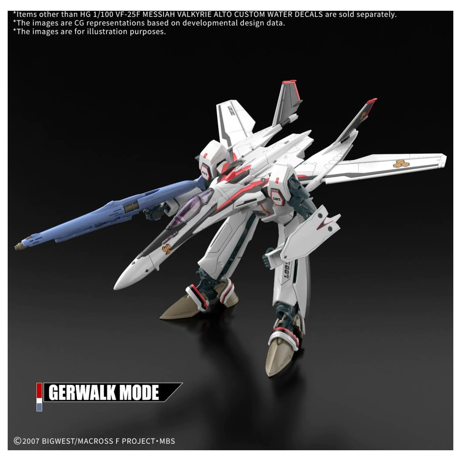Macross HG 1/100 VF-25F Messiah Valkyrie vodene naljepnice komplet modela fotografija proizvoda