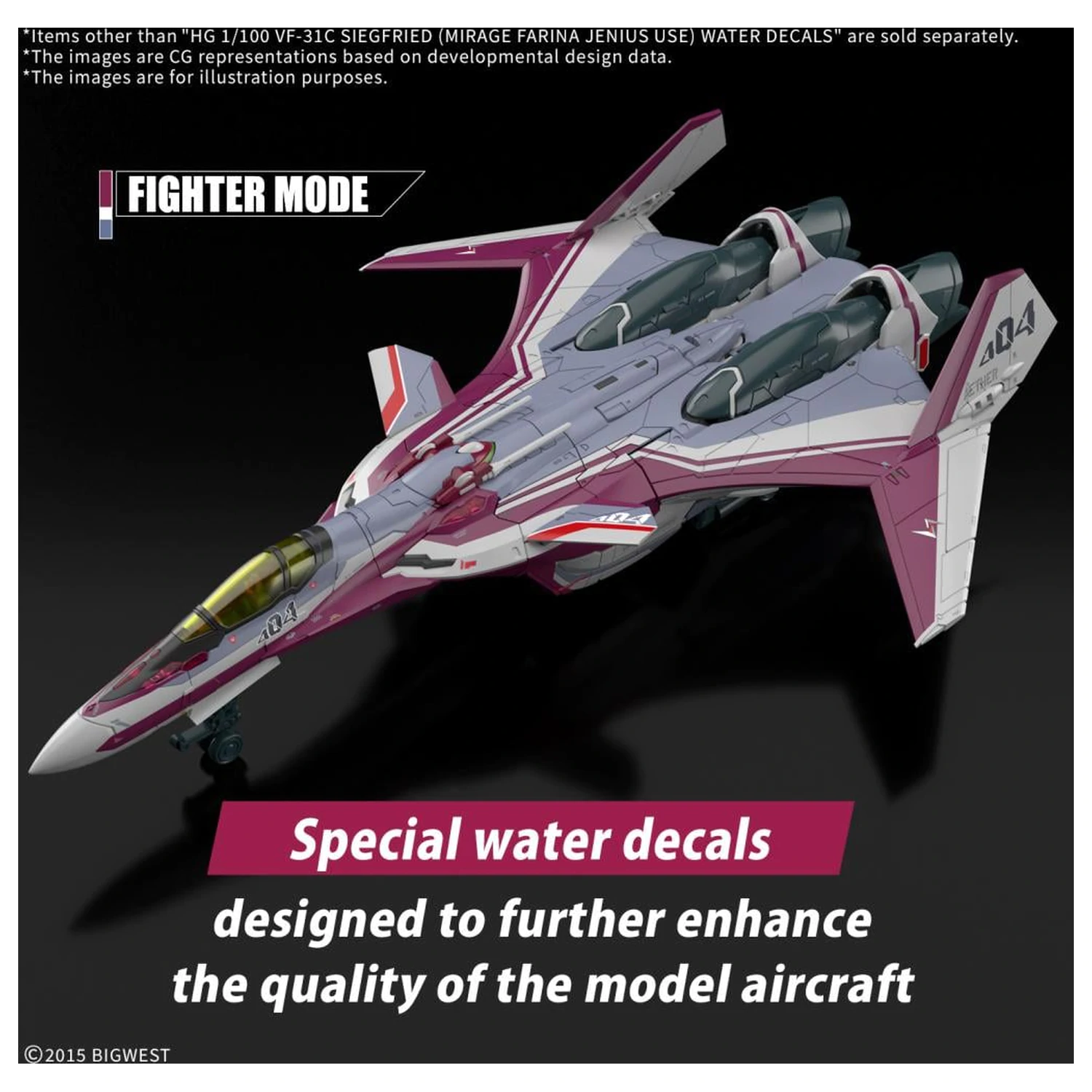 MACROSS HG 1/100 VF-31C Siegfried (Farina Jenius) Naljepnice Komplet modela fotografija proizvoda