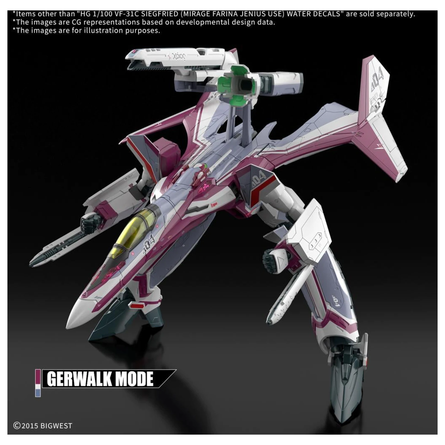 MACROSS HG 1/100 VF-31C Siegfried (Farina Jenius) Naljepnice Komplet modela fotografija proizvoda