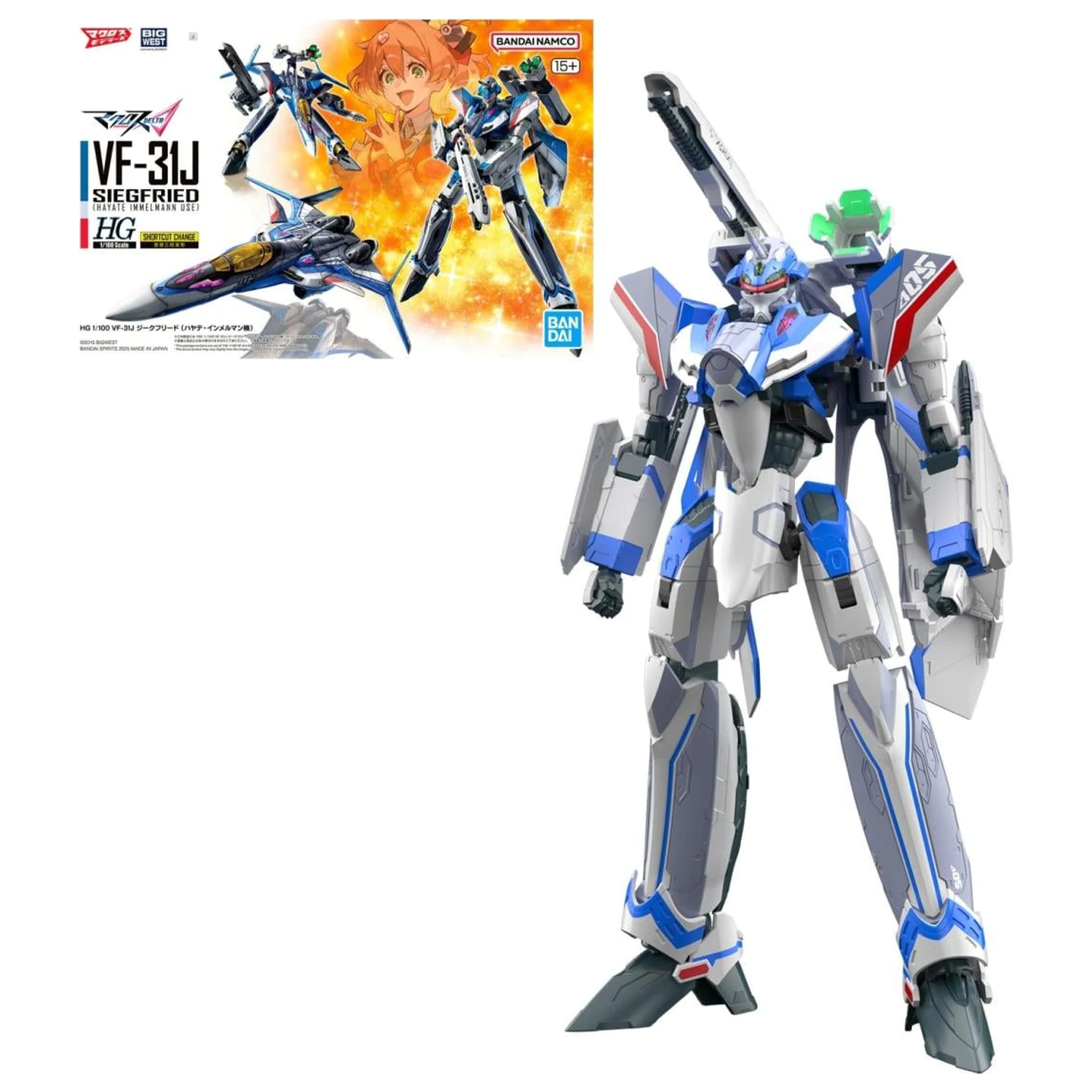 Macross HG 1/100 VF-31J Siegfried (Hayate Immelmann Use) komplet modela fotografija proizvoda