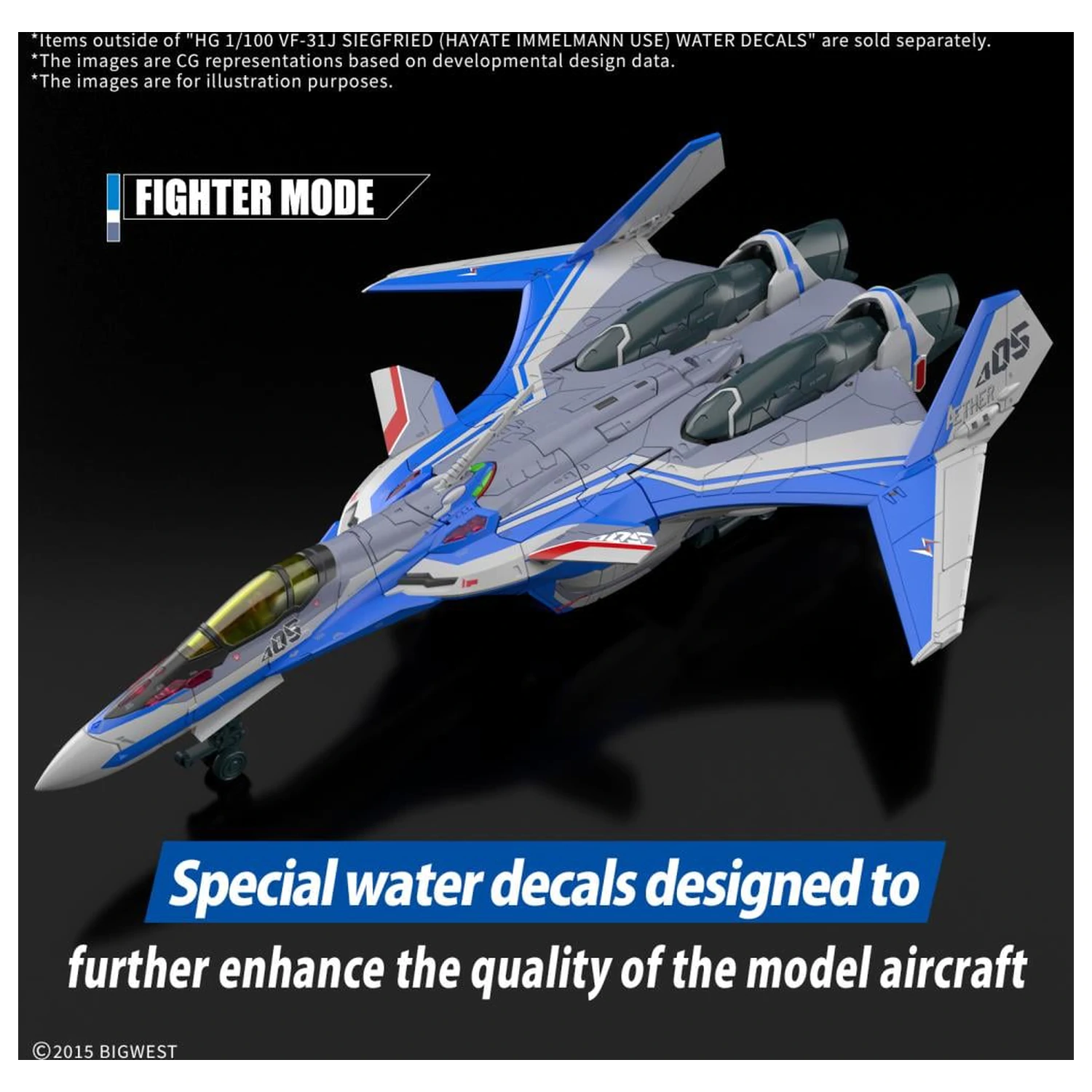 Macross HG 1/100 VF-31J Siegfried (Hayate Use) vodene naljepnice - Komplet modela fotografija proizvoda