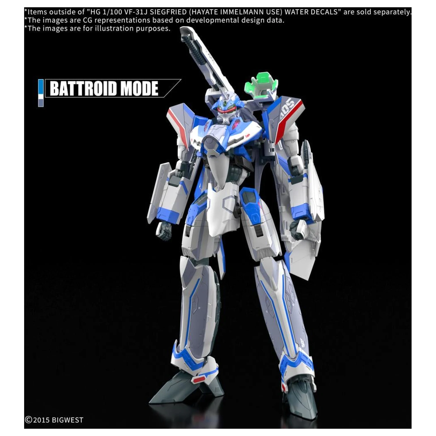 Macross HG 1/100 VF-31J Siegfried (Hayate Use) vodene naljepnice - Komplet modela fotografija proizvoda