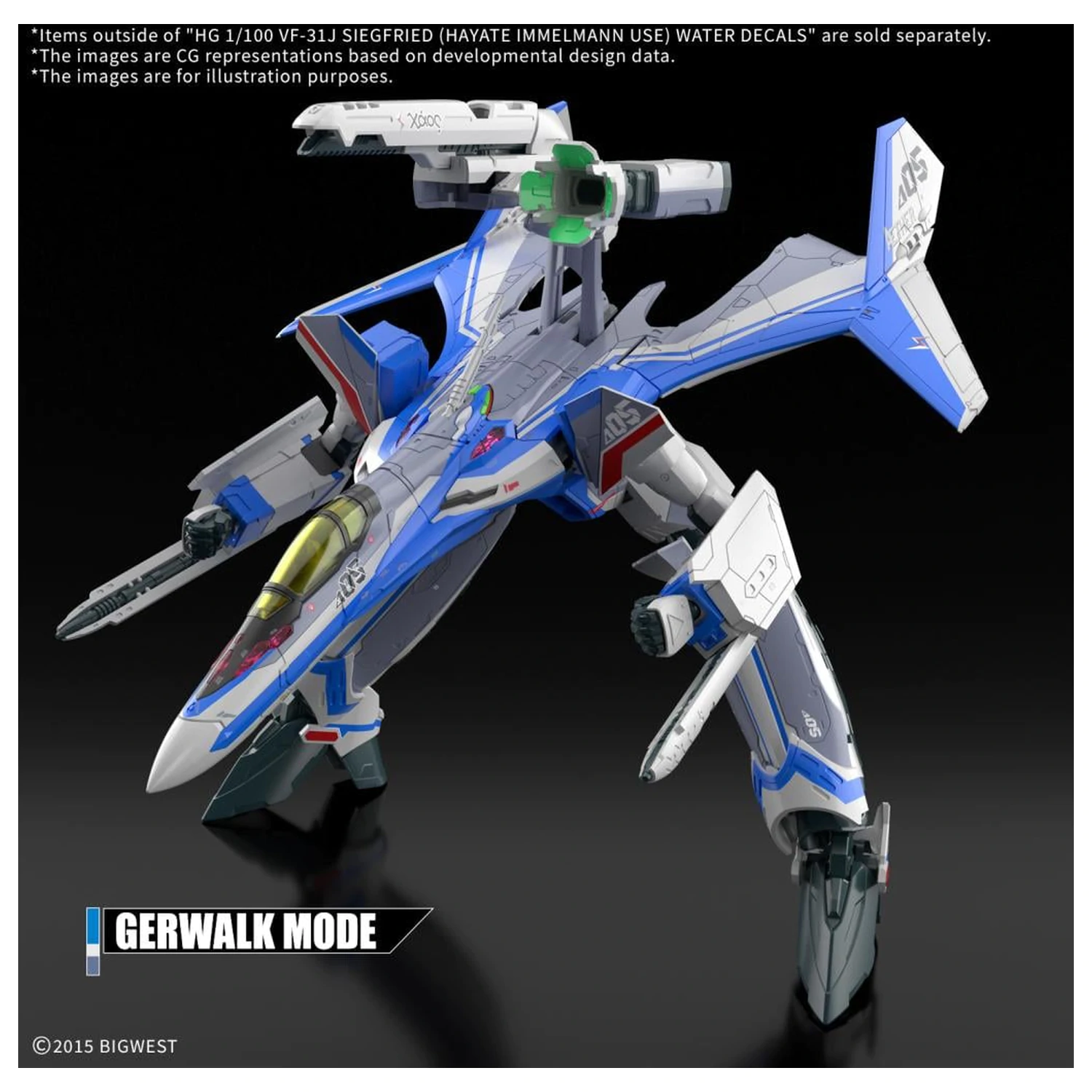 Macross HG 1/100 VF-31J Siegfried (Hayate Use) vodene naljepnice - Komplet modela fotografija proizvoda