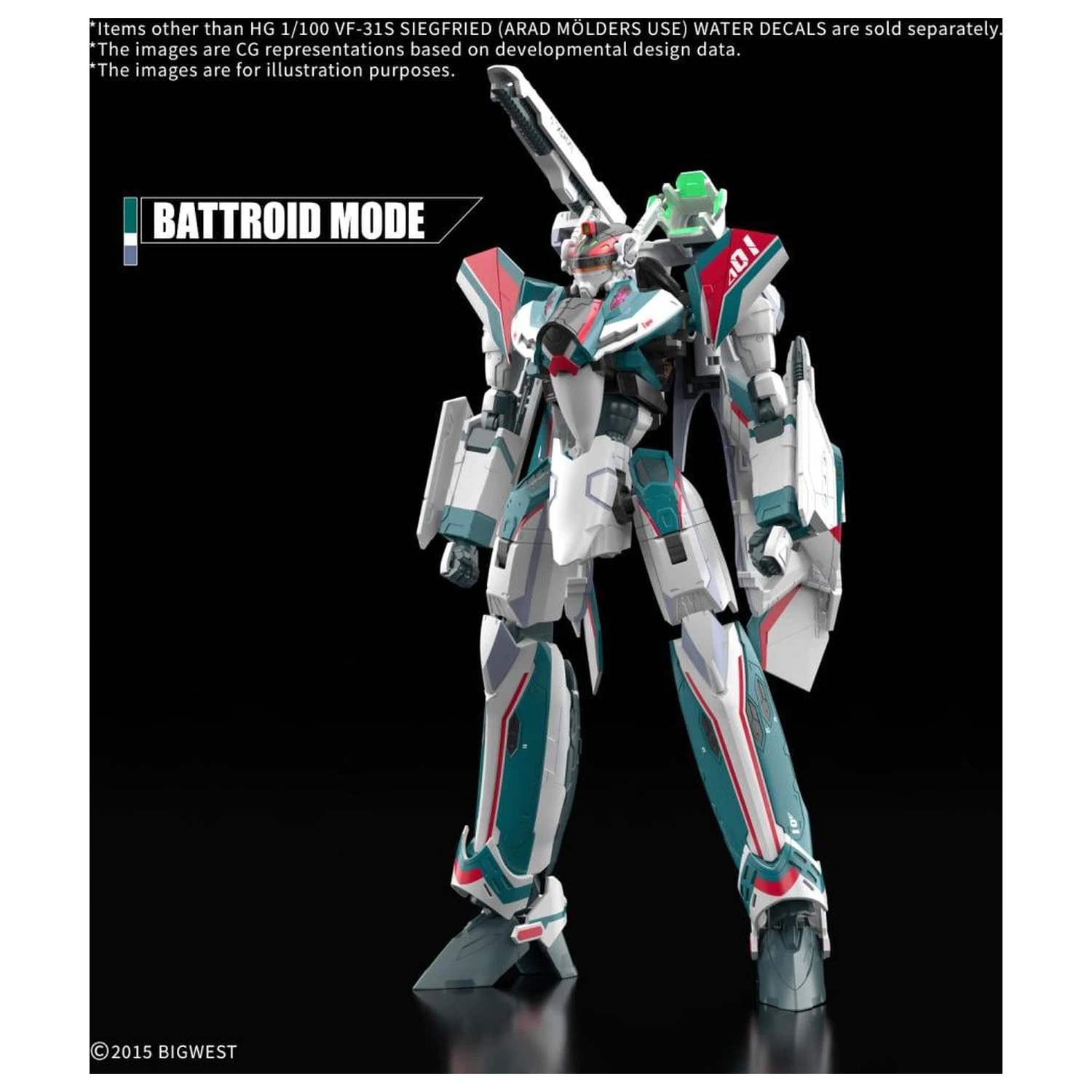 Macross HG 1/100 VF-31S Siegfried Water Decals Model komplet fotografija proizvoda