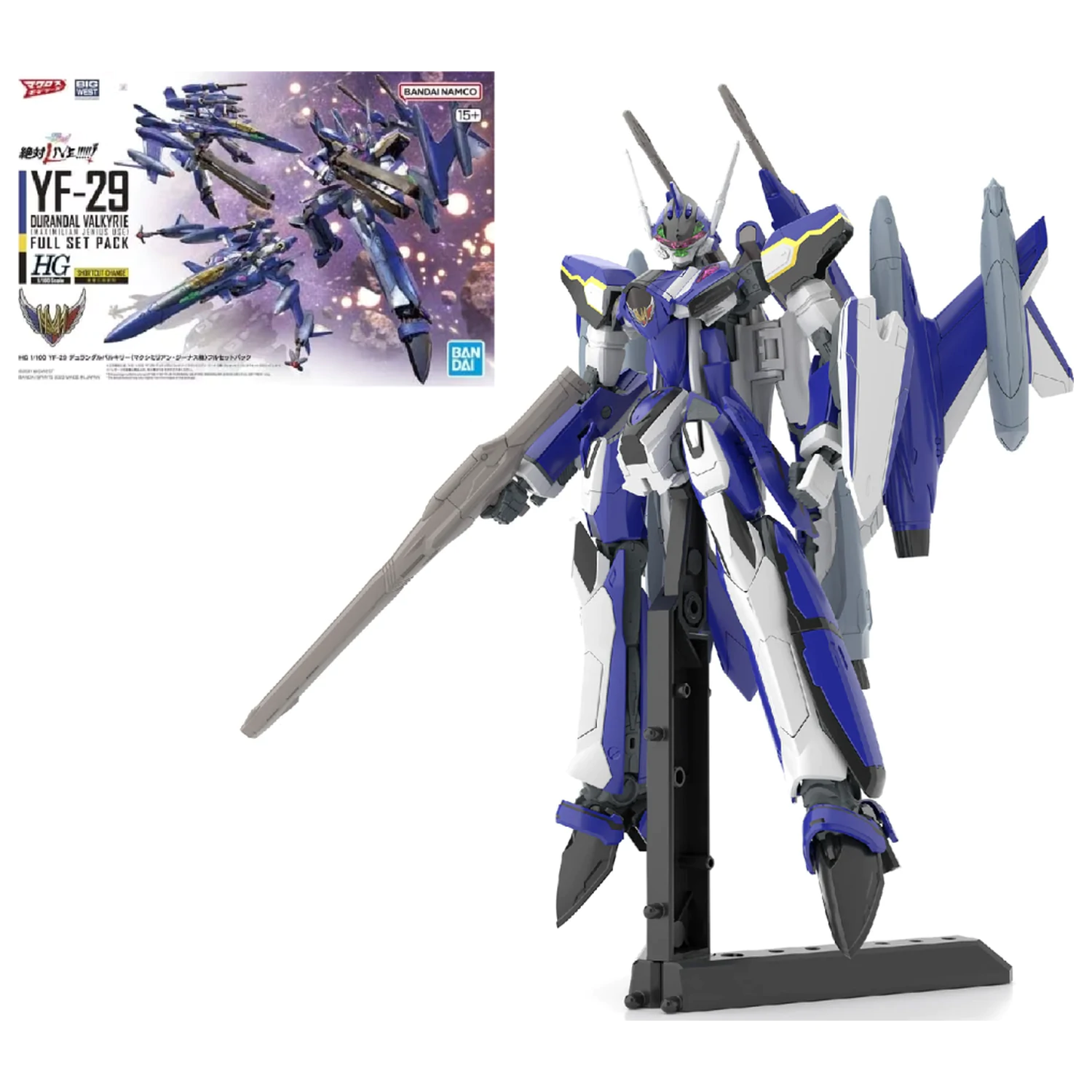 MACROSS HG 1/100 YF-29 Durandal Valkyrie Full Set komplet modela fotografija proizvoda