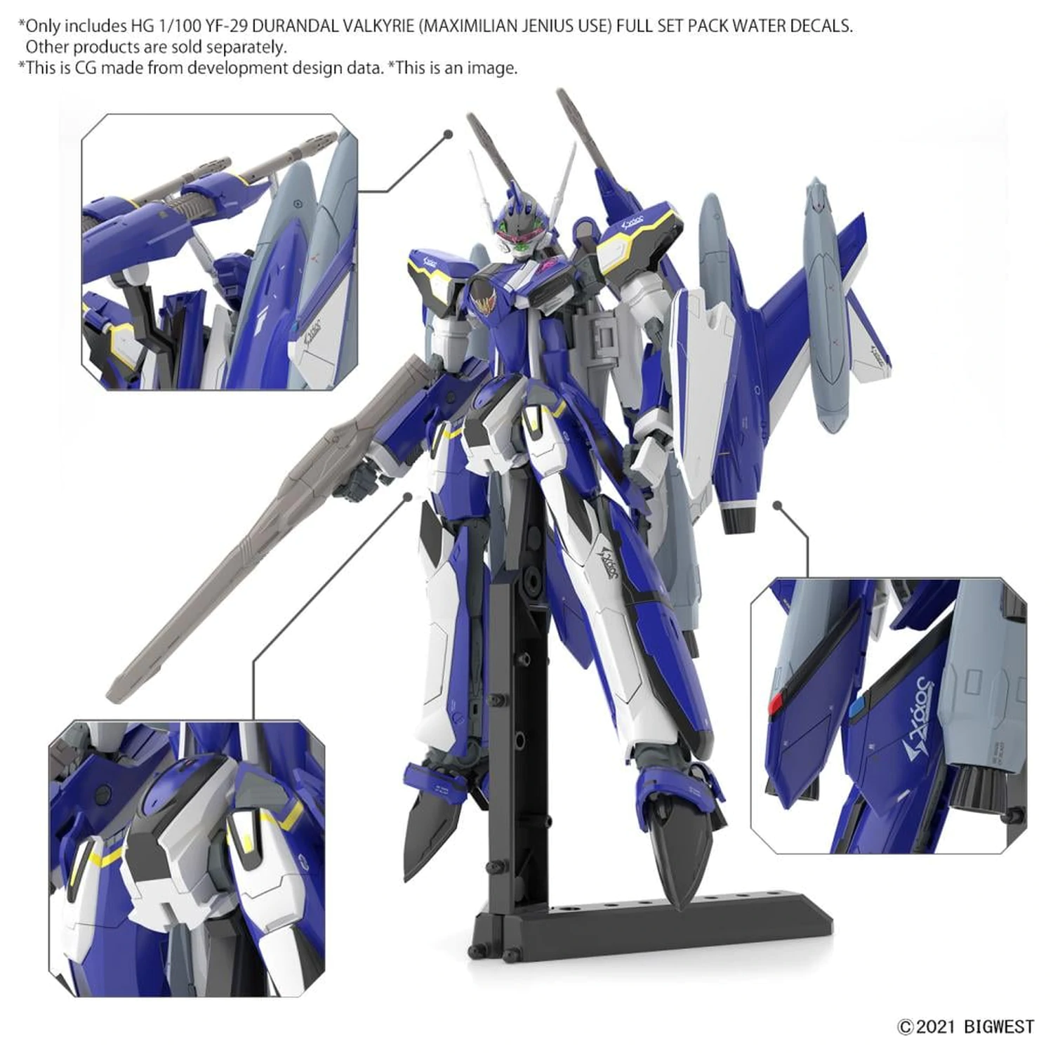 Macross HG 1/100 YF-29 Durandal Valkyrie Full Set Water D. Komplet modela fotografija proizvoda