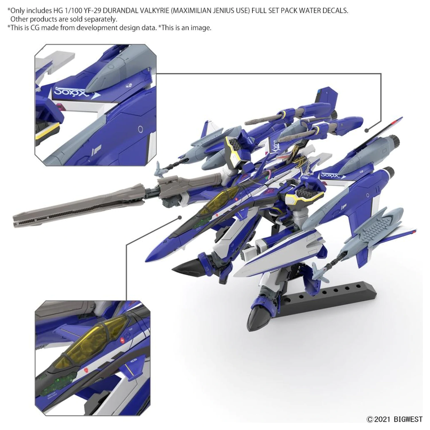 Macross HG 1/100 YF-29 Durandal Valkyrie Full Set Water D. Komplet modela fotografija proizvoda