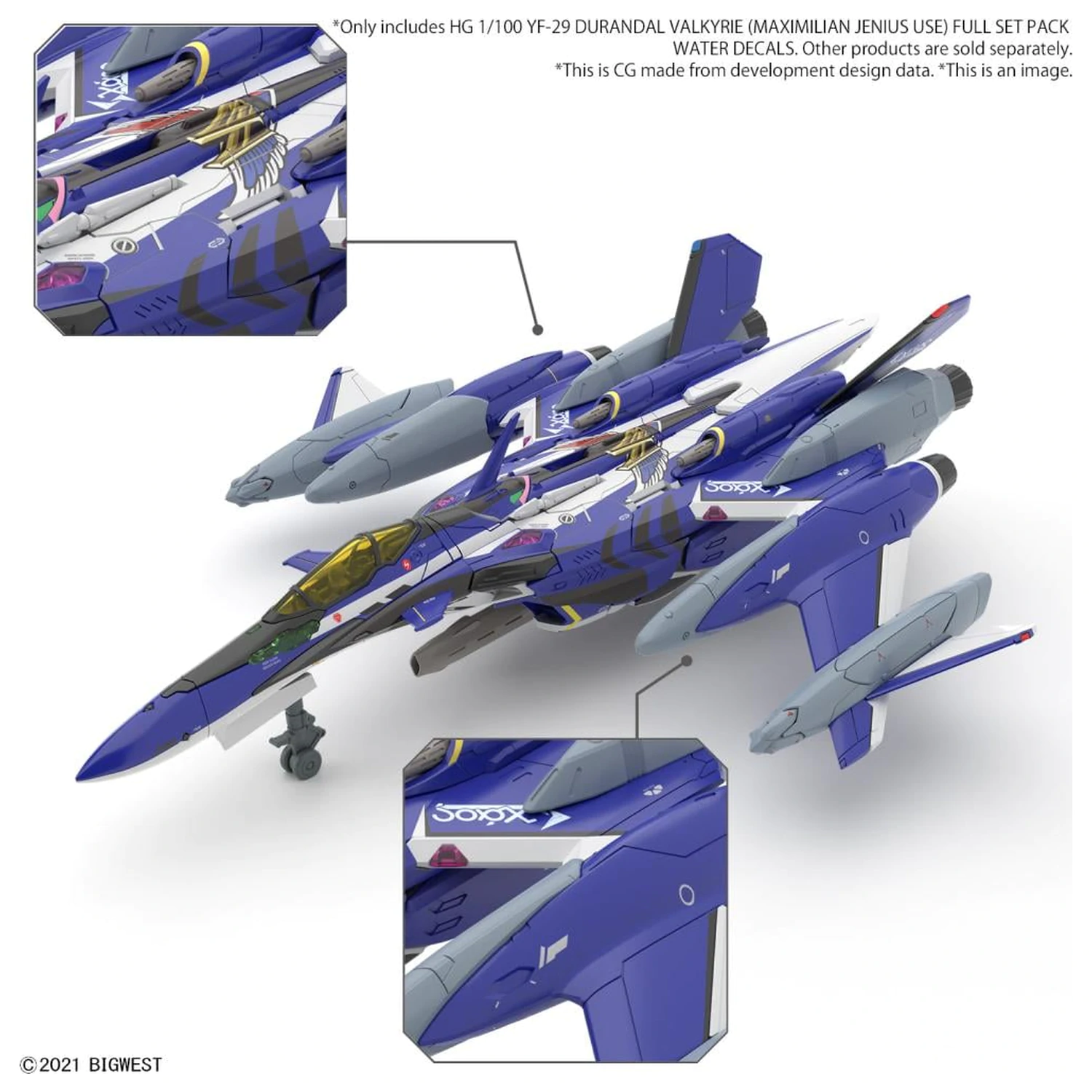 Macross HG 1/100 YF-29 Durandal Valkyrie Full Set Water D. Komplet modela fotografija proizvoda