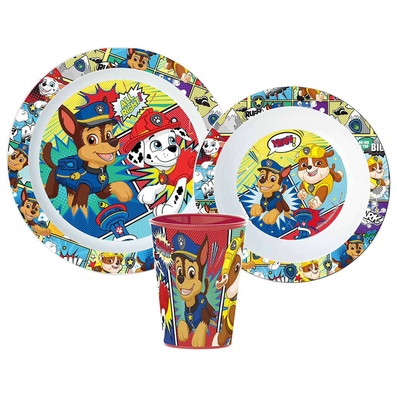 Paw Patrol Comic set za jelo, mikro plastični set, s čašom od 260 ml fotografija proizvoda
