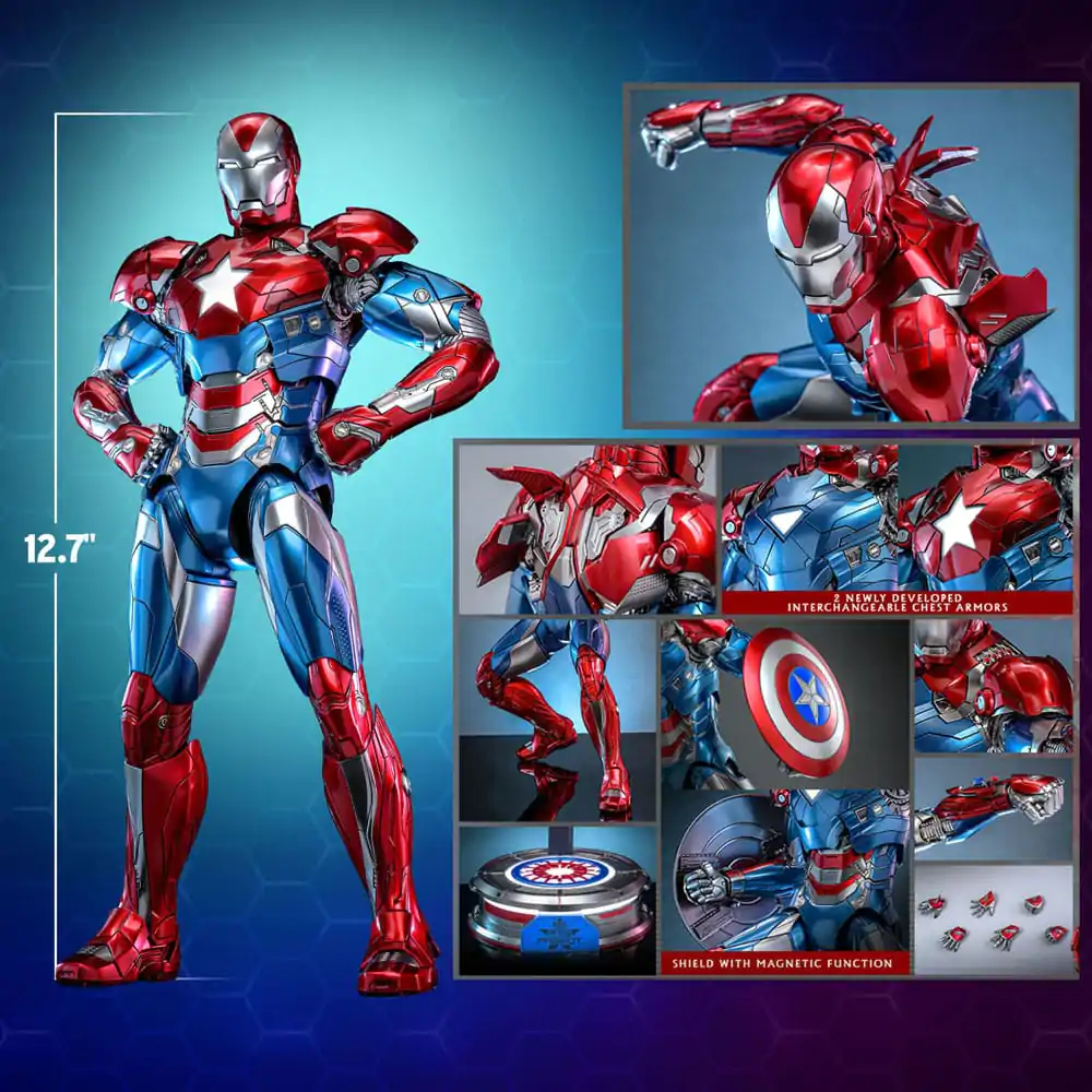 Marvel Comic Diecast Masterpiece akcijska figura 1/6 Iron Patriot Hot Toys Exclusive 32 cm fotografija proizvoda