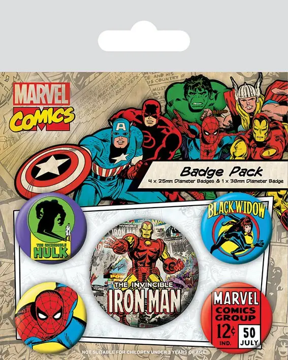 Marvel Comics Bedževi s iglom 5-Pack Iron Man fotografija proizvoda