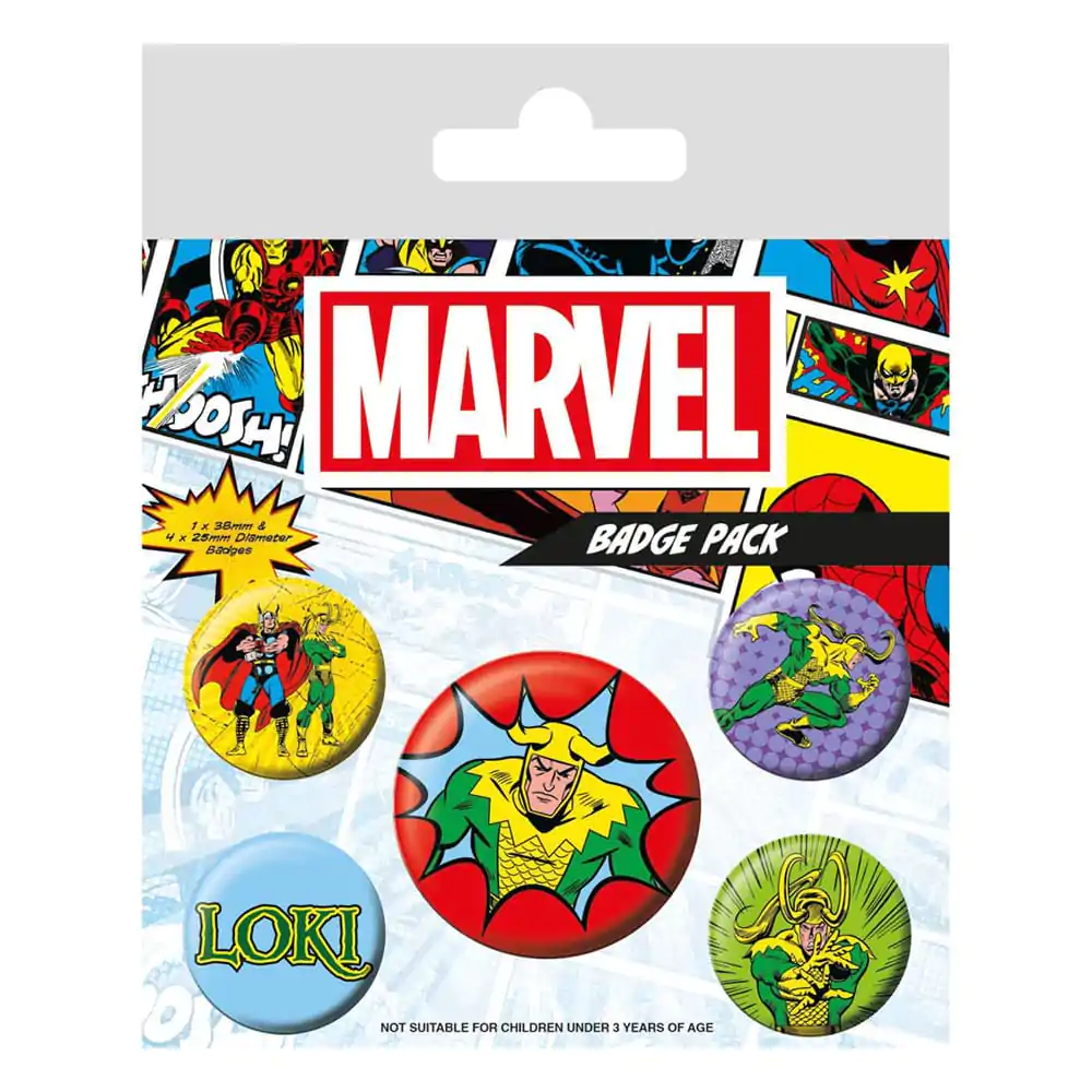 Marvel Pin-Back Gumbi 5-Pack Loki Comic fotografija proizvoda