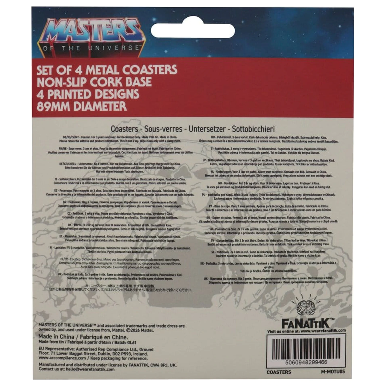 Masters of the Universe podmetači, paket od 4, tiskani metalni fotografija proizvoda