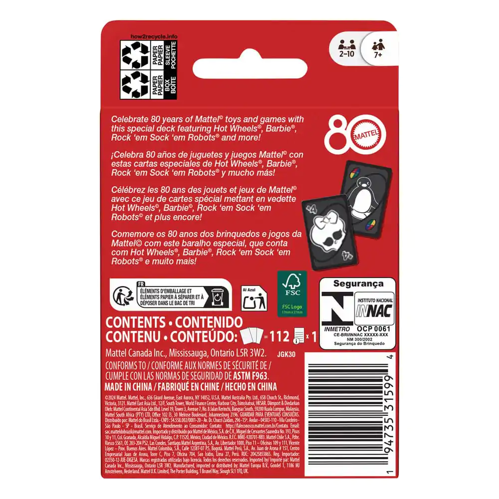 Mattel 80th Anniversary UNO igra s kartama Ruby Red fotografija proizvoda