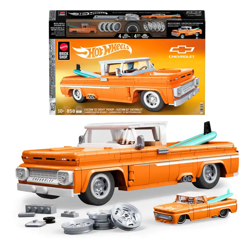 Mattel Brick Shop Hot Wheels Elite Series Set za slaganje 1/16 Custom '62 Chevy Pickup fotografija proizvoda