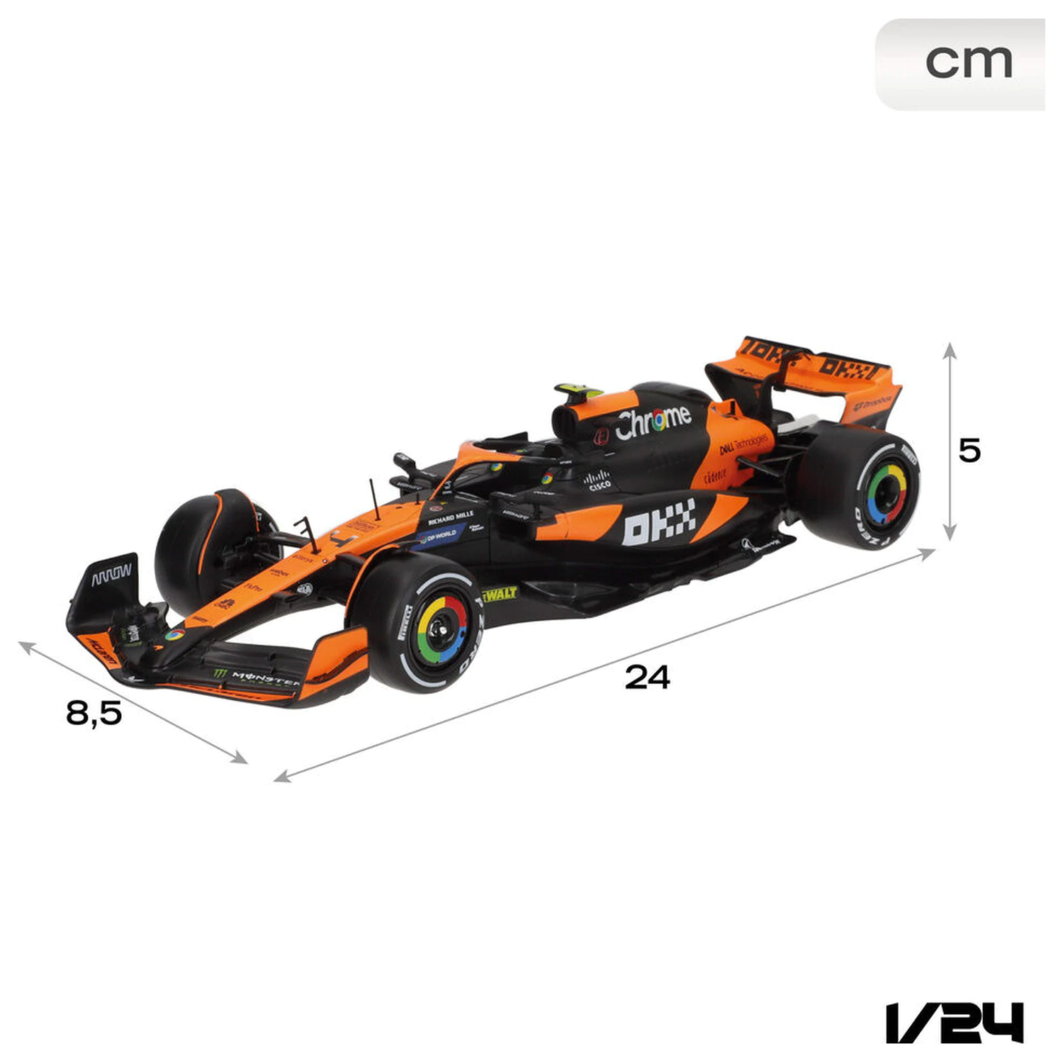 Mclaren Norris MCL38 F1 metalni auto fotografija proizvoda