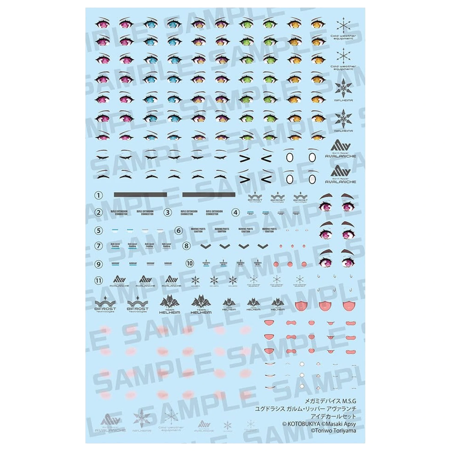 Megami Device M.S.G. Plastični model kit Yggdrasis Garm Ripper Avalanche Eye Decal Set fotografija proizvoda