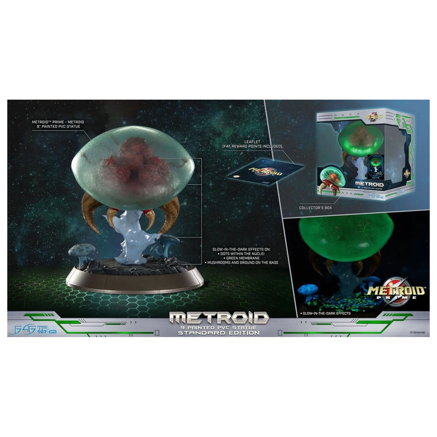 Metroid Prime PVC figura Metroid (Standard) (Glow in the Dark) 21 cm fotografija proizvoda