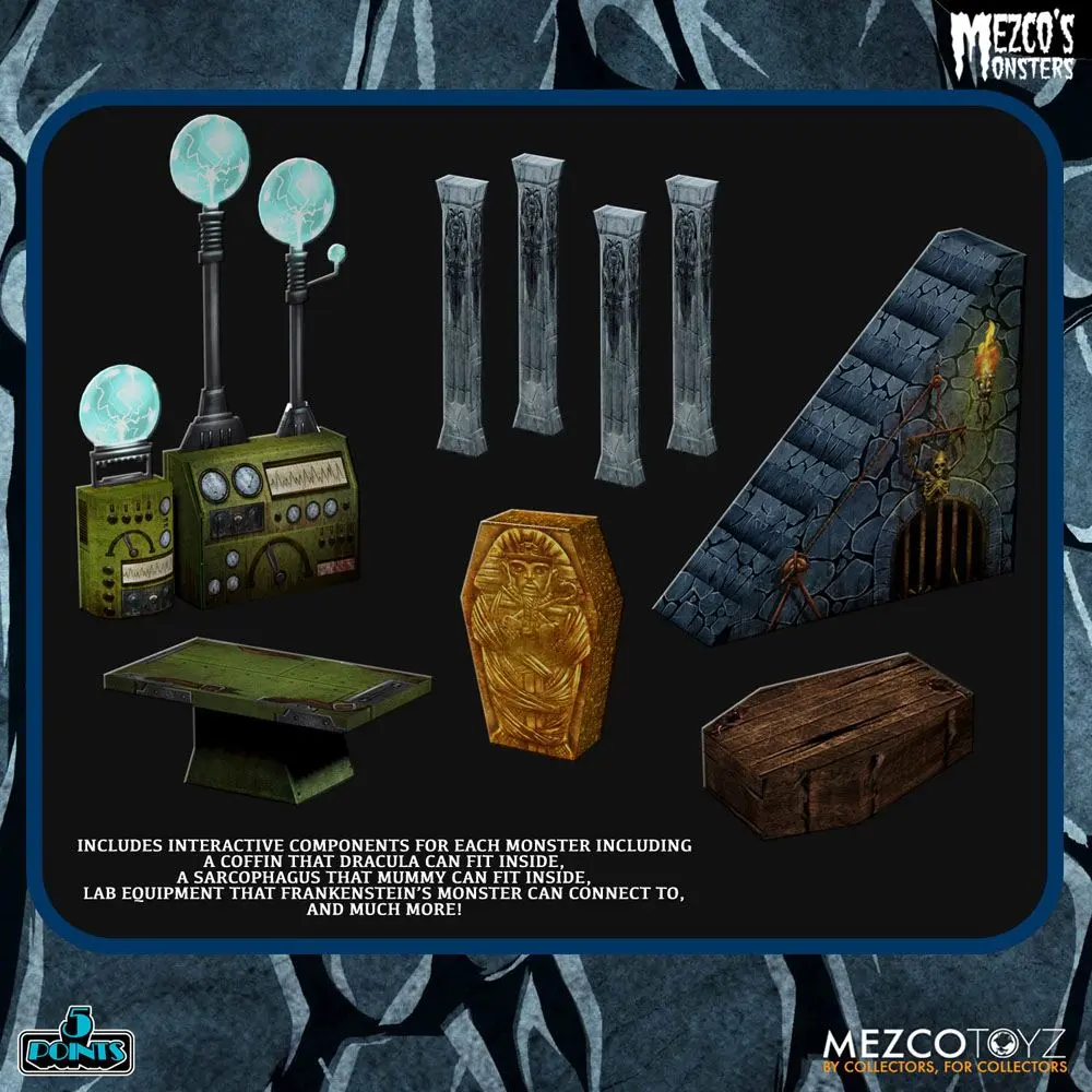 Mezco's Monsters 5 Points akcijske figure Tower of Fear Deluxe Set 9 cm fotografija proizvoda