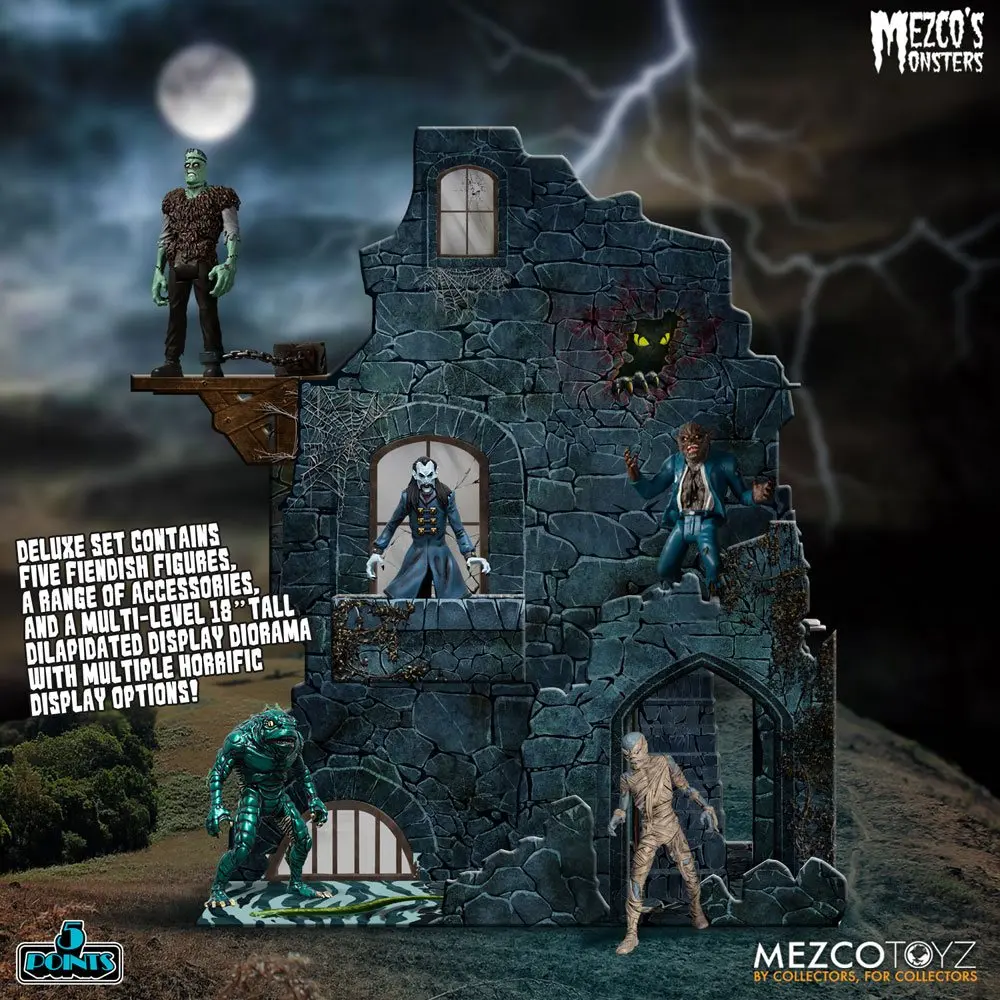 Mezco's Monsters 5 Points akcijske figure Tower of Fear Deluxe Set 9 cm fotografija proizvoda