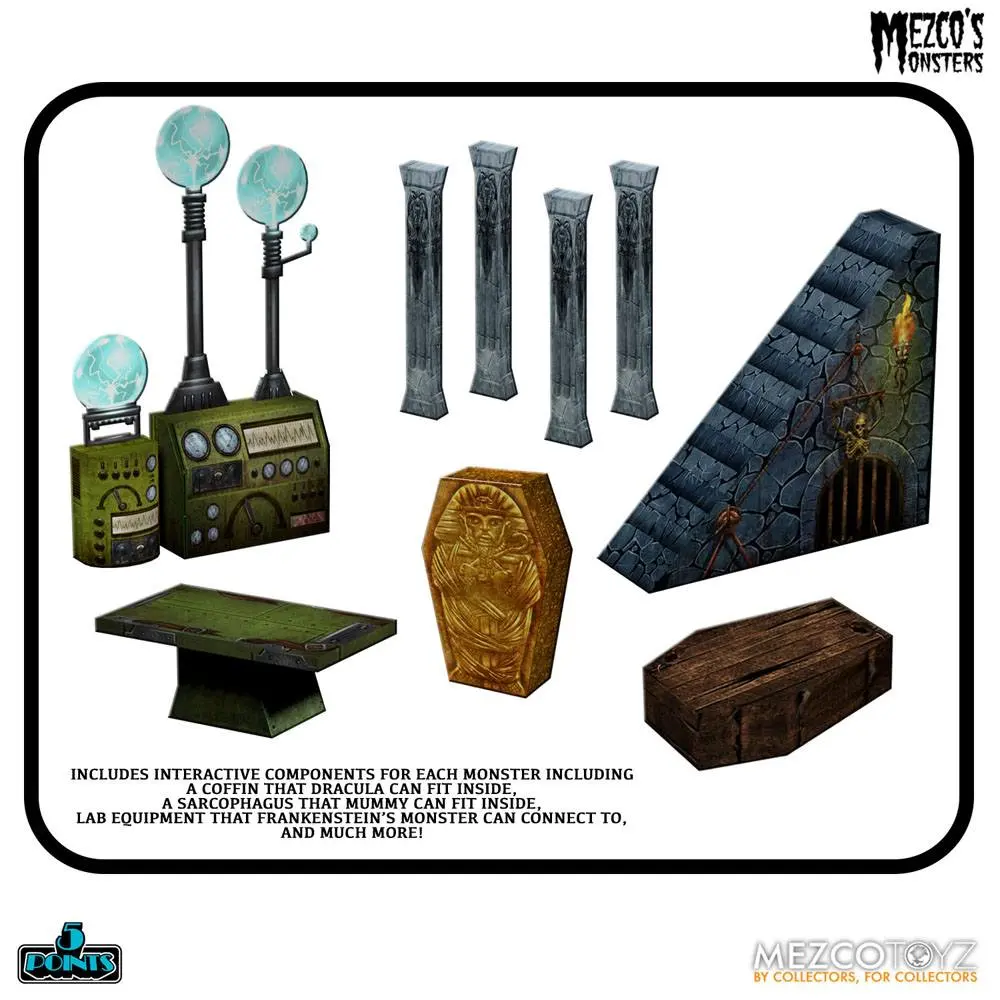 Mezco's Monsters 5 Points akcijske figure Tower of Fear Deluxe Set 9 cm fotografija proizvoda