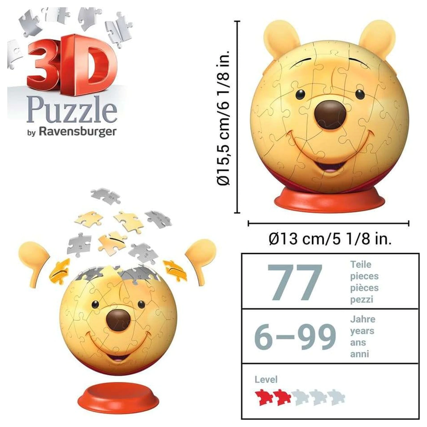 Winnie the Pooh 3D Kuglasta slagalica s ušima (77 komada) fotografija proizvoda