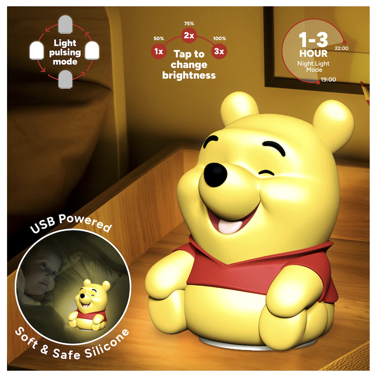 Winnie the Pooh 'SquishyGlo' dekorativno punjivo svjetlo fotografija proizvoda