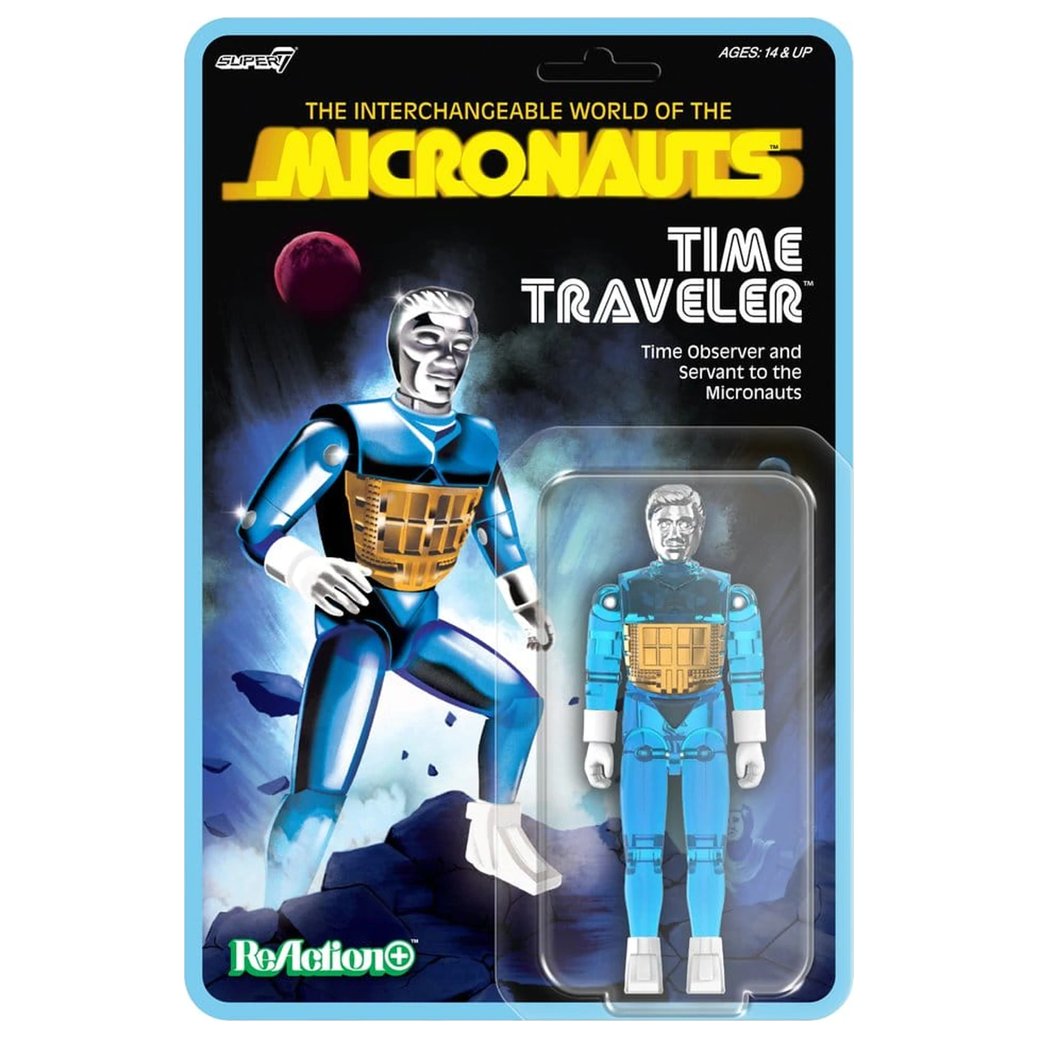 Micronauts ReAction+ Action Figure Wave 03 Time Traveler (Prozirno Plavi) 10 cm fotografija proizvoda