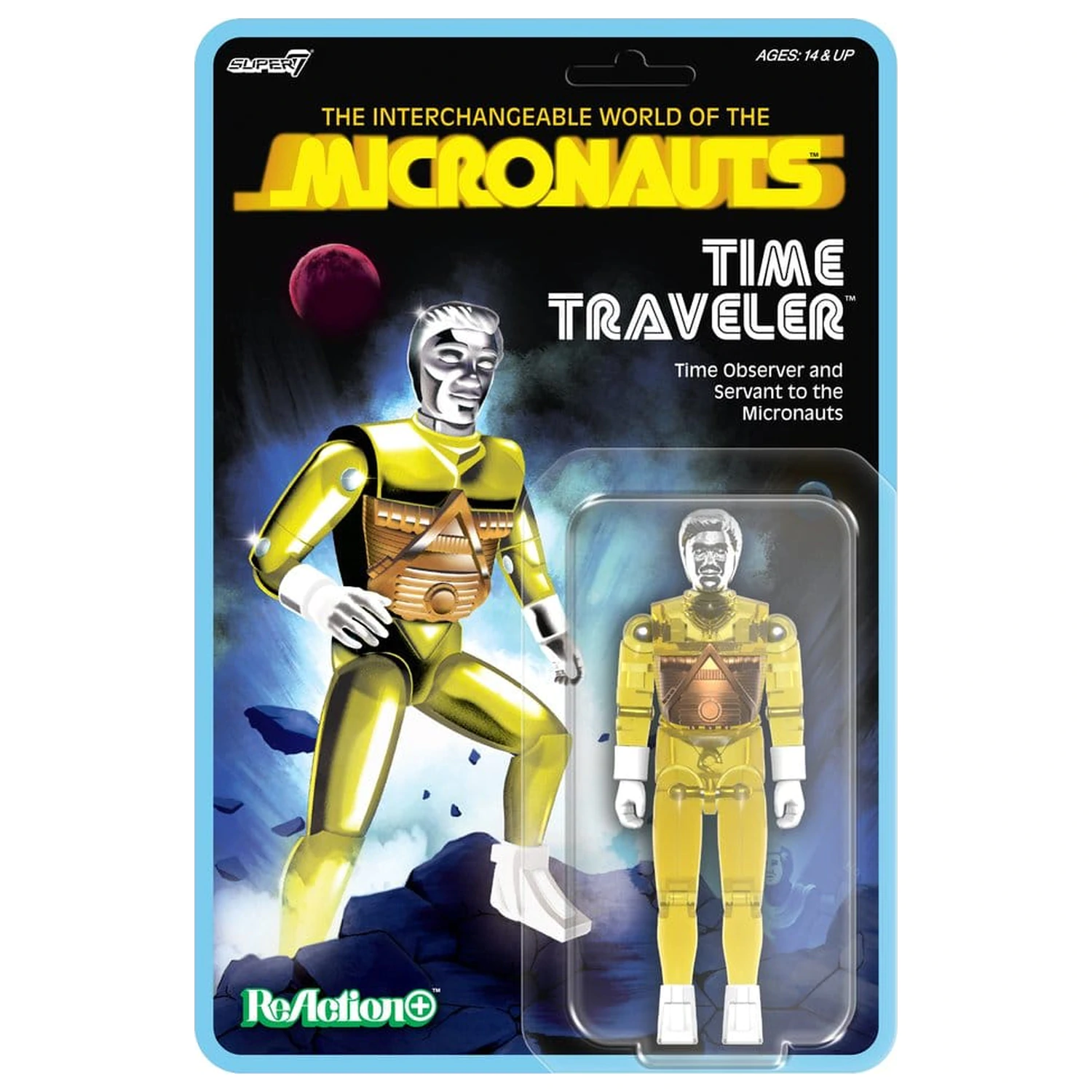 Micronauts ReAction+ Akcijska figura Val 03 Time Traveler (Translucent Yellow) 10 cm fotografija proizvoda