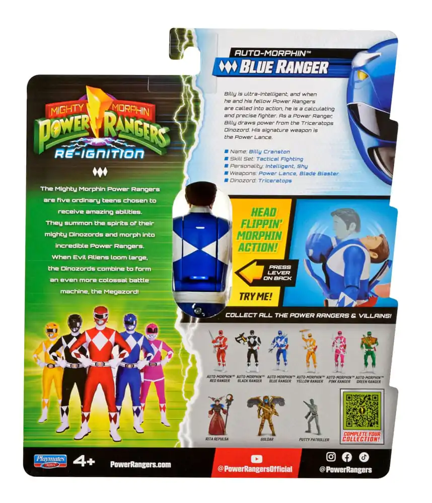 Mighty Morphin Power Rangers akcijska figura Auto-Morphin Blue Ranger 12 cm fotografija proizvoda