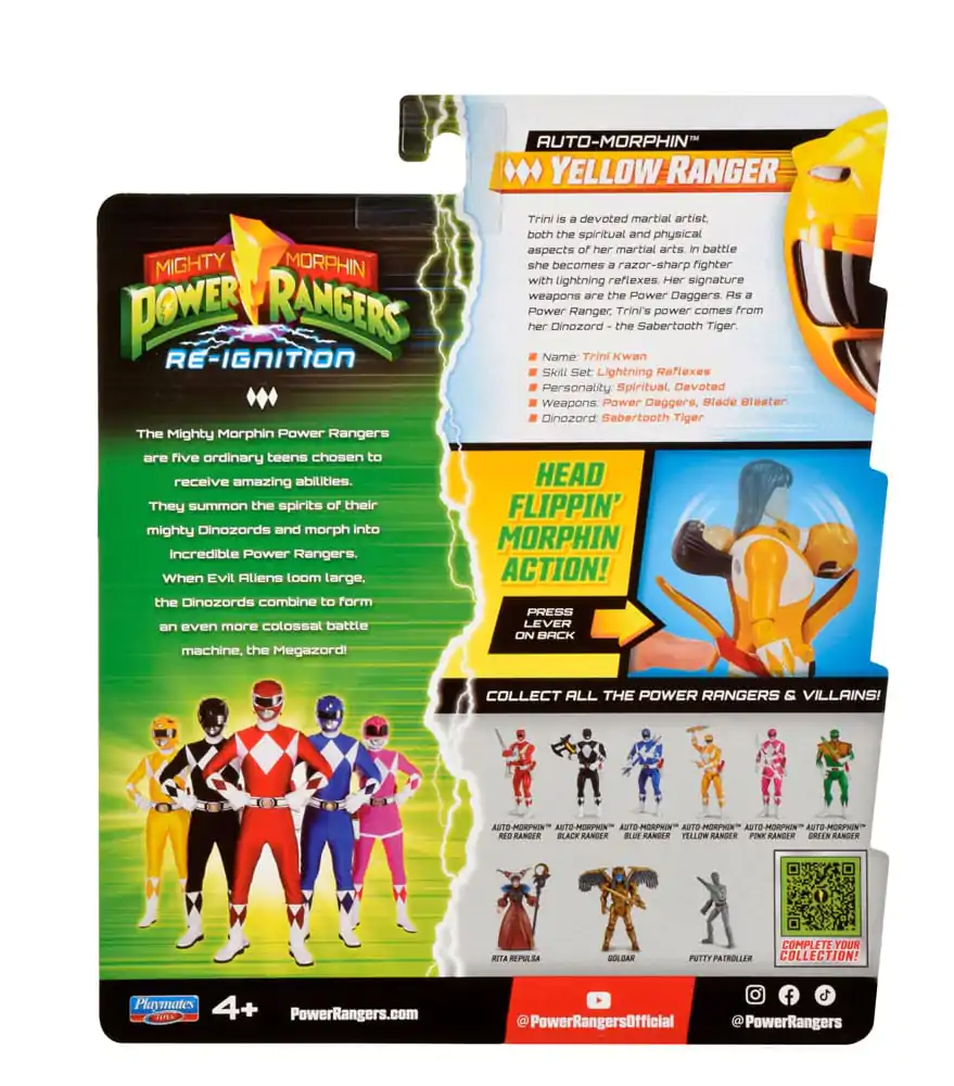 Mighty Morphin Power Rangers Action Figure Auto-Morphin Yellow Ranger 12 cm Akcijska Figura fotografija proizvoda