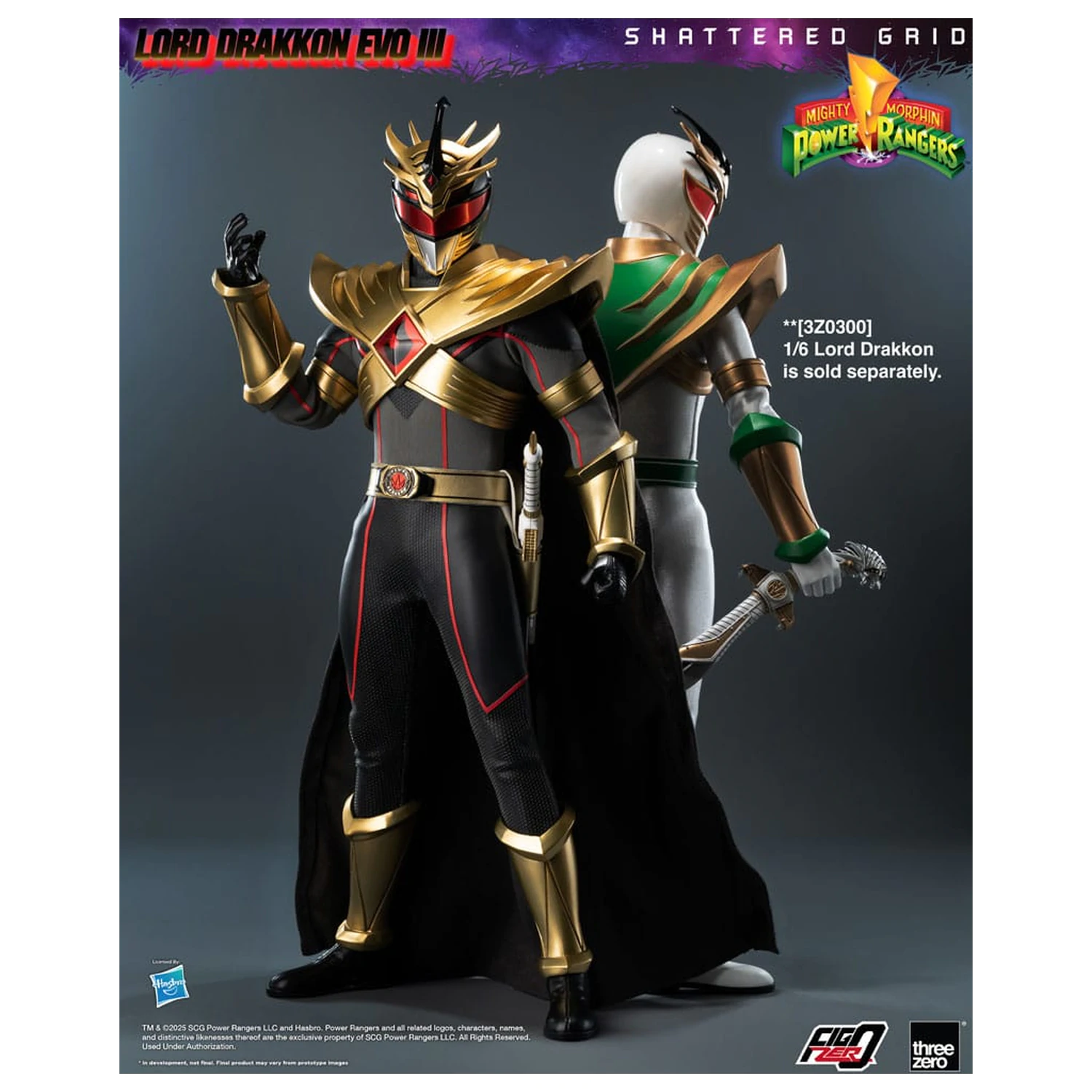 Mighty Morphin Power Rangers Shattered Grid FigZero akcijska figura 1/6 Lord Drakkon Evo III 30 cm fotografija proizvoda