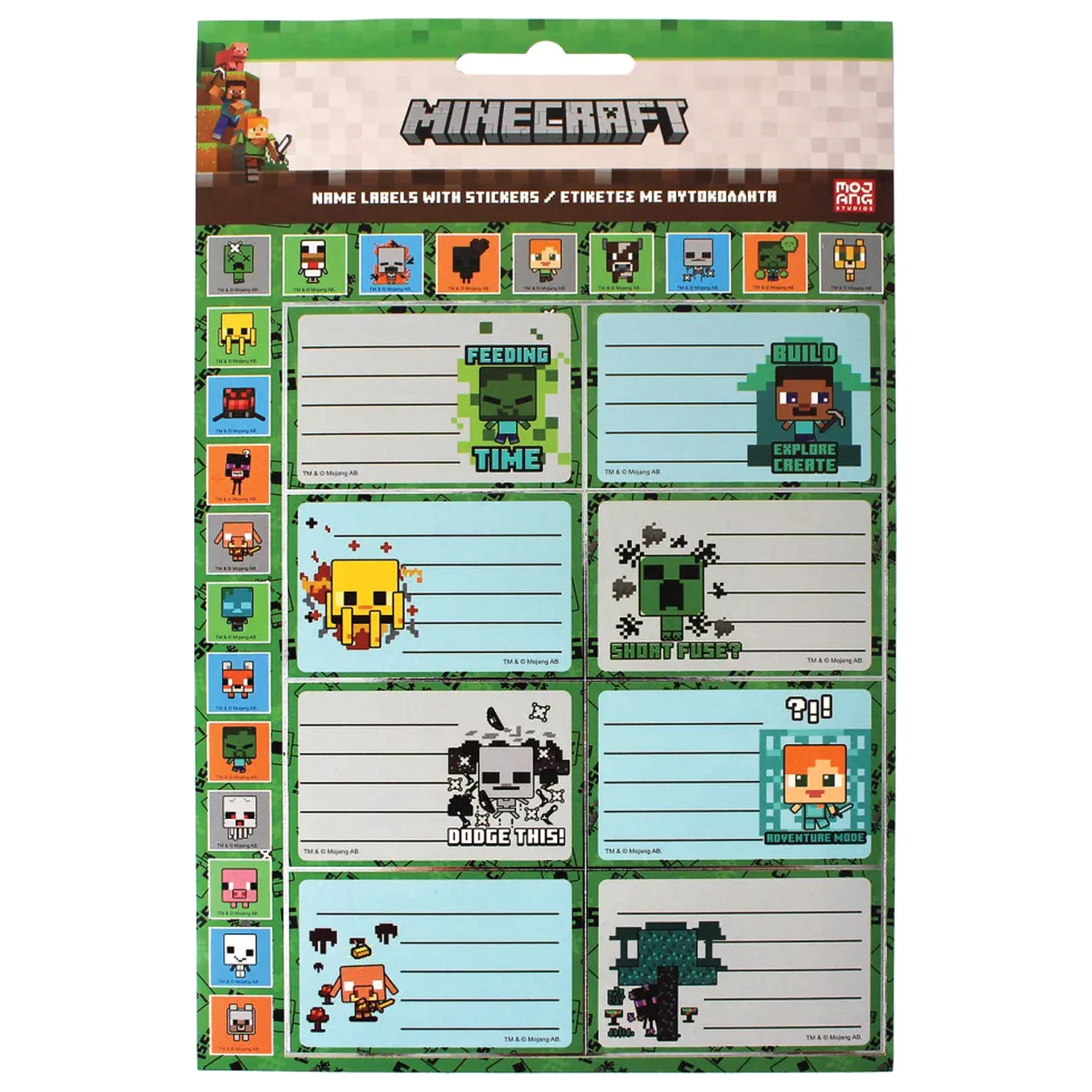 Minecraft Creepers Need Hugs Bilježnica Etiketa s Naljepnicama, 16-dijelni fotografija proizvoda