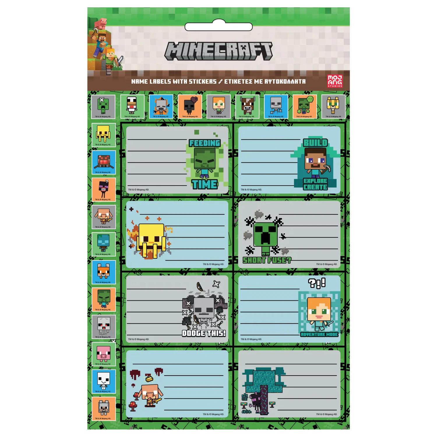Minecraft Creepers Need Hugs Bilježnica Etiketa s Naljepnicama, 16-dijelni fotografija proizvoda