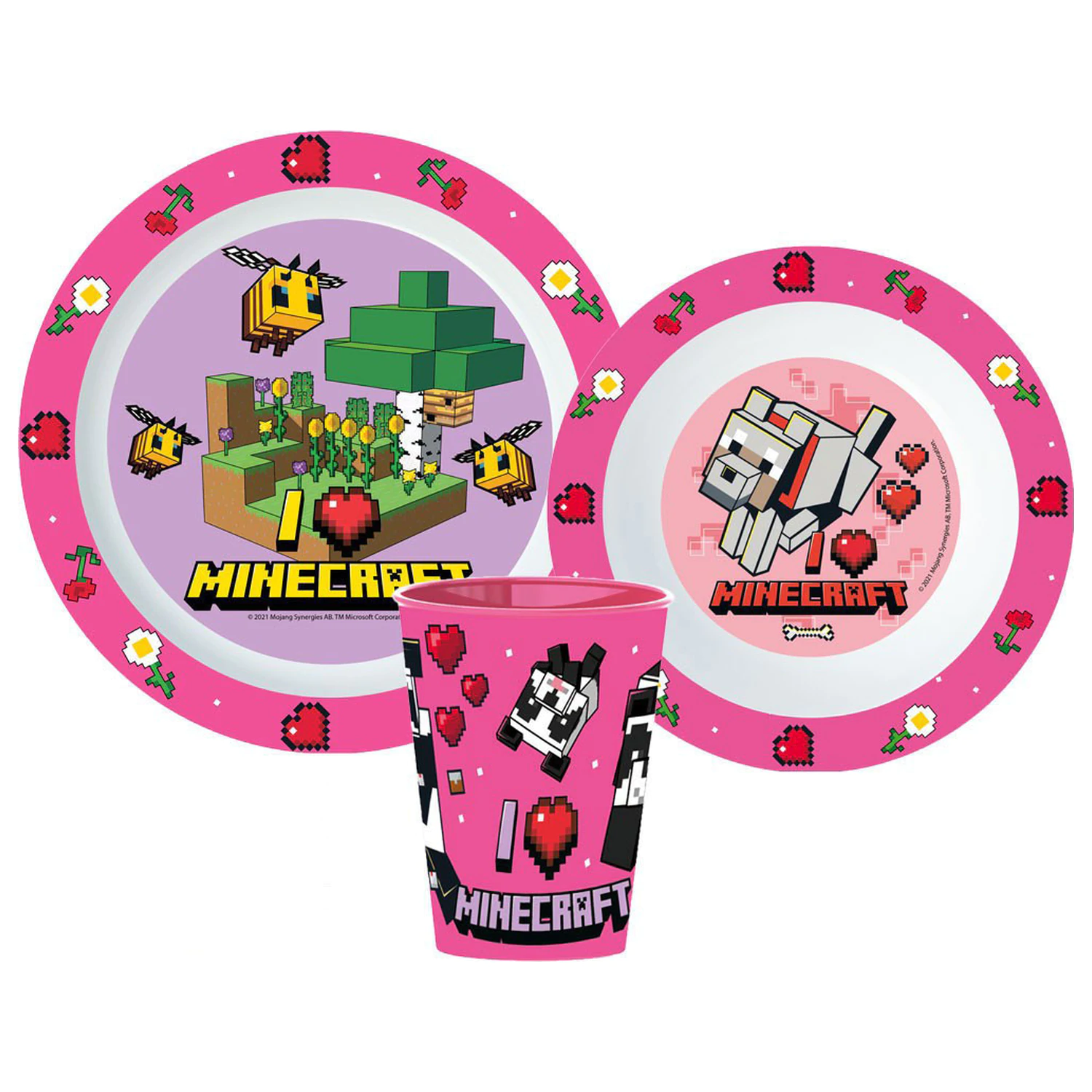 Minecraft Girls Dinnerware set posuđa, mikro plastični set, sa šalicom od 260 ml fotografija proizvoda