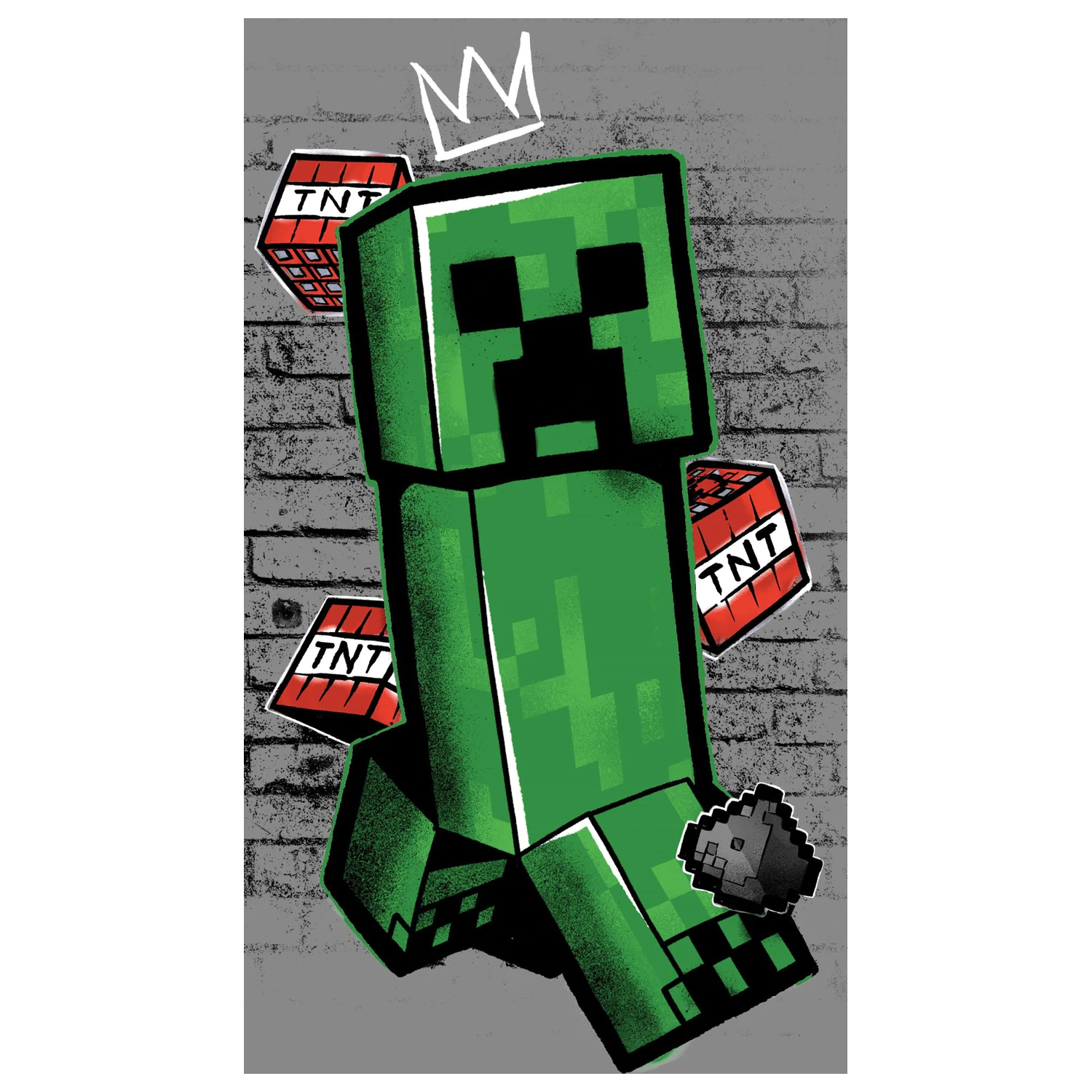 Minecraft Metro Art Creeper sivi ručnik fotografija proizvoda